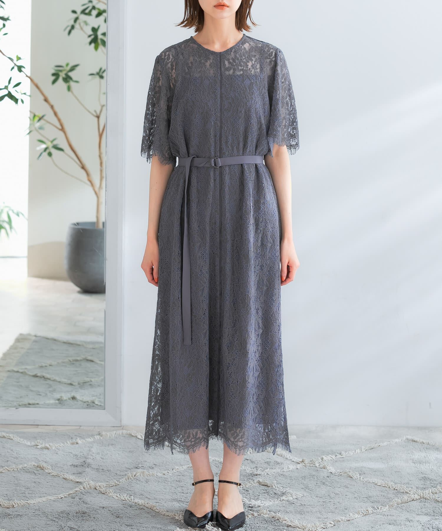 URBAN RESEARCH ROSSO「配色レースストレートドレス」|ワンピース|