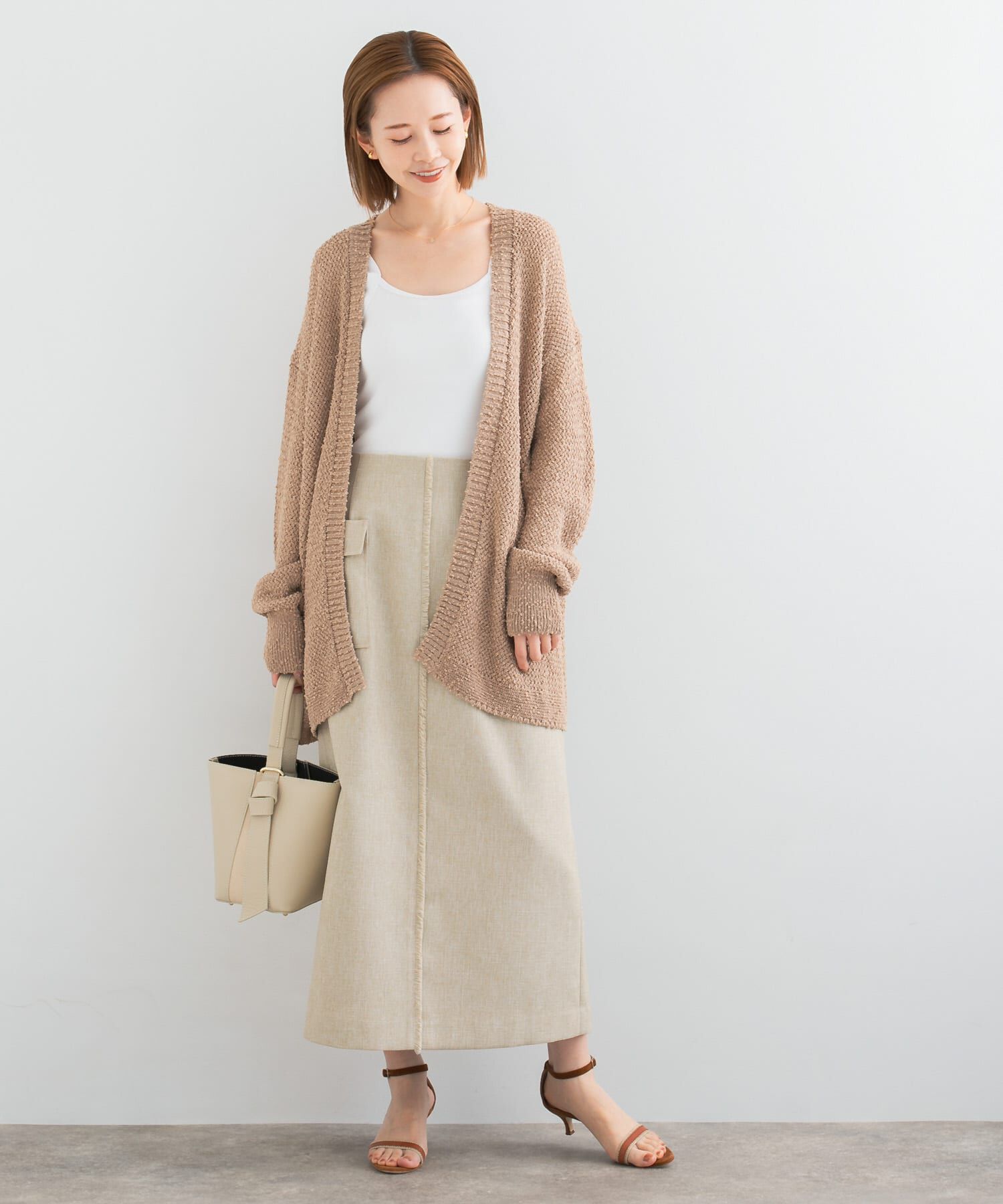 URBAN RESEARCH ROSSO「透かし編みミドルカーディガン」|カーディガン|