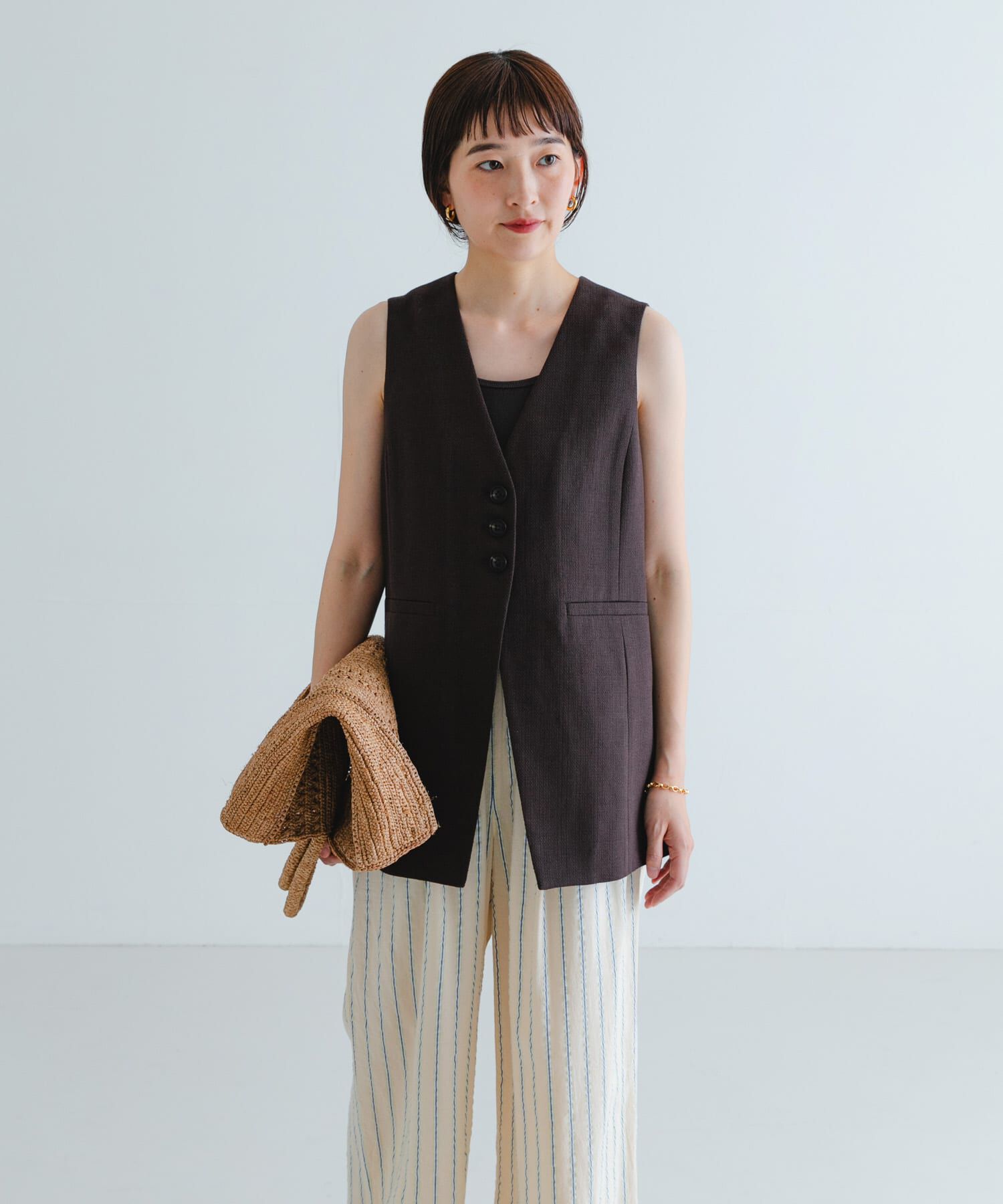 URBAN RESEARCH「コットンリネンノーカラージレ」|ベスト・ジレ|