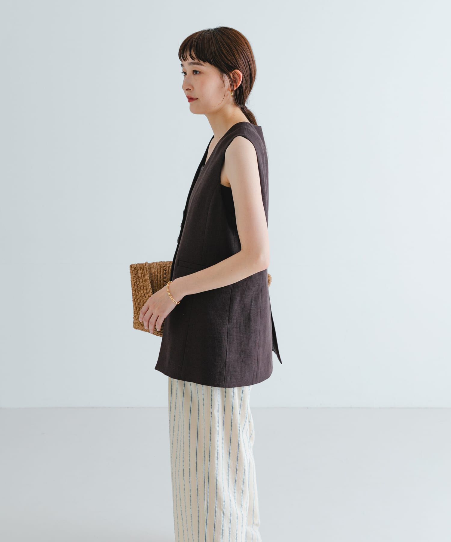 URBAN RESEARCH「コットンリネンノーカラージレ」|ベスト・ジレ|