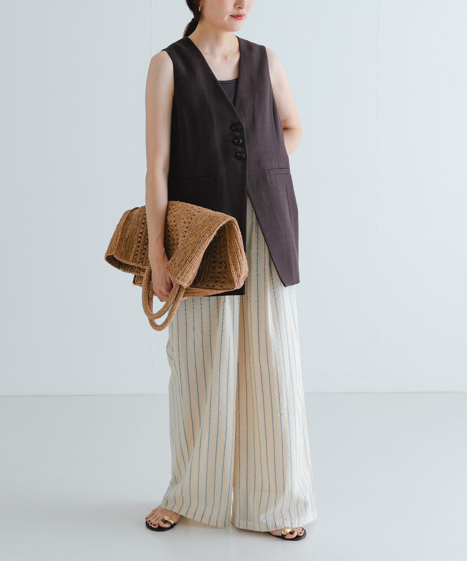 URBAN RESEARCH「コットンリネンノーカラージレ」|ベスト・ジレ|