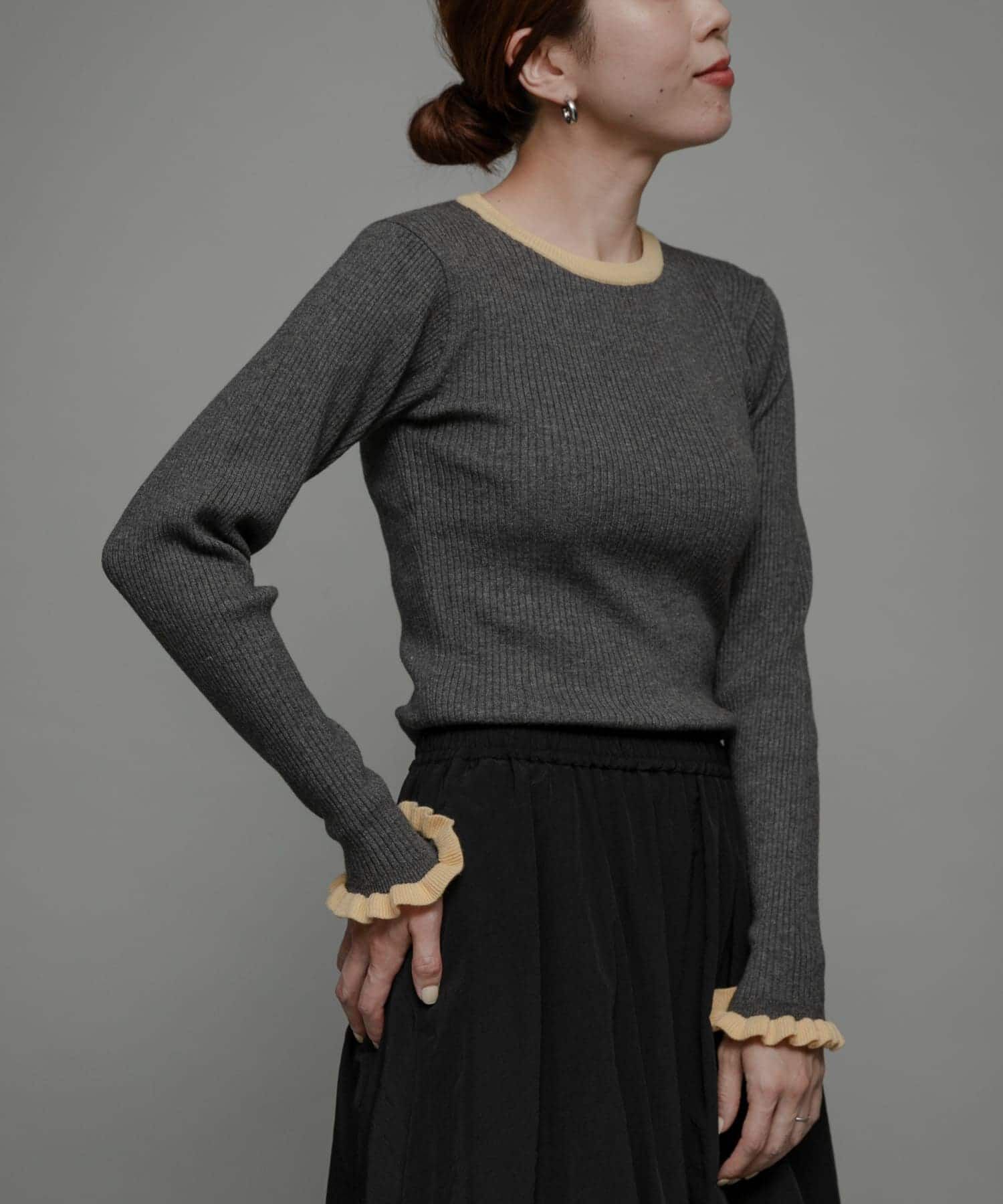 Sonny Label 「袖口フリルクルーネックプルオーバー」|ニット・セーター|