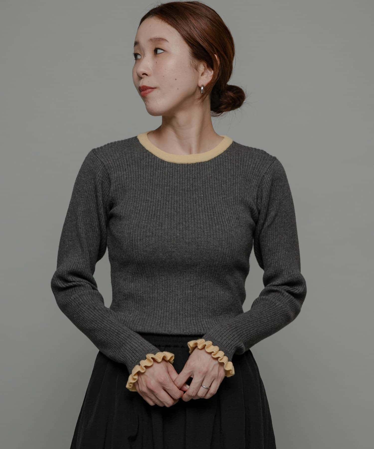 Sonny Label 「袖口フリルクルーネックプルオーバー」|ニット・セーター|