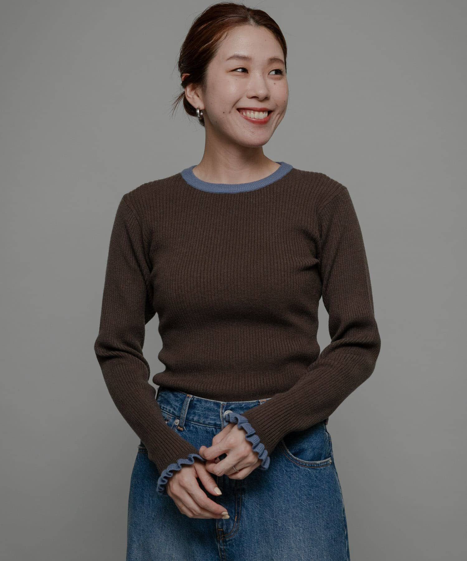 Sonny Label 「袖口フリルクルーネックプルオーバー」|ニット・セーター|