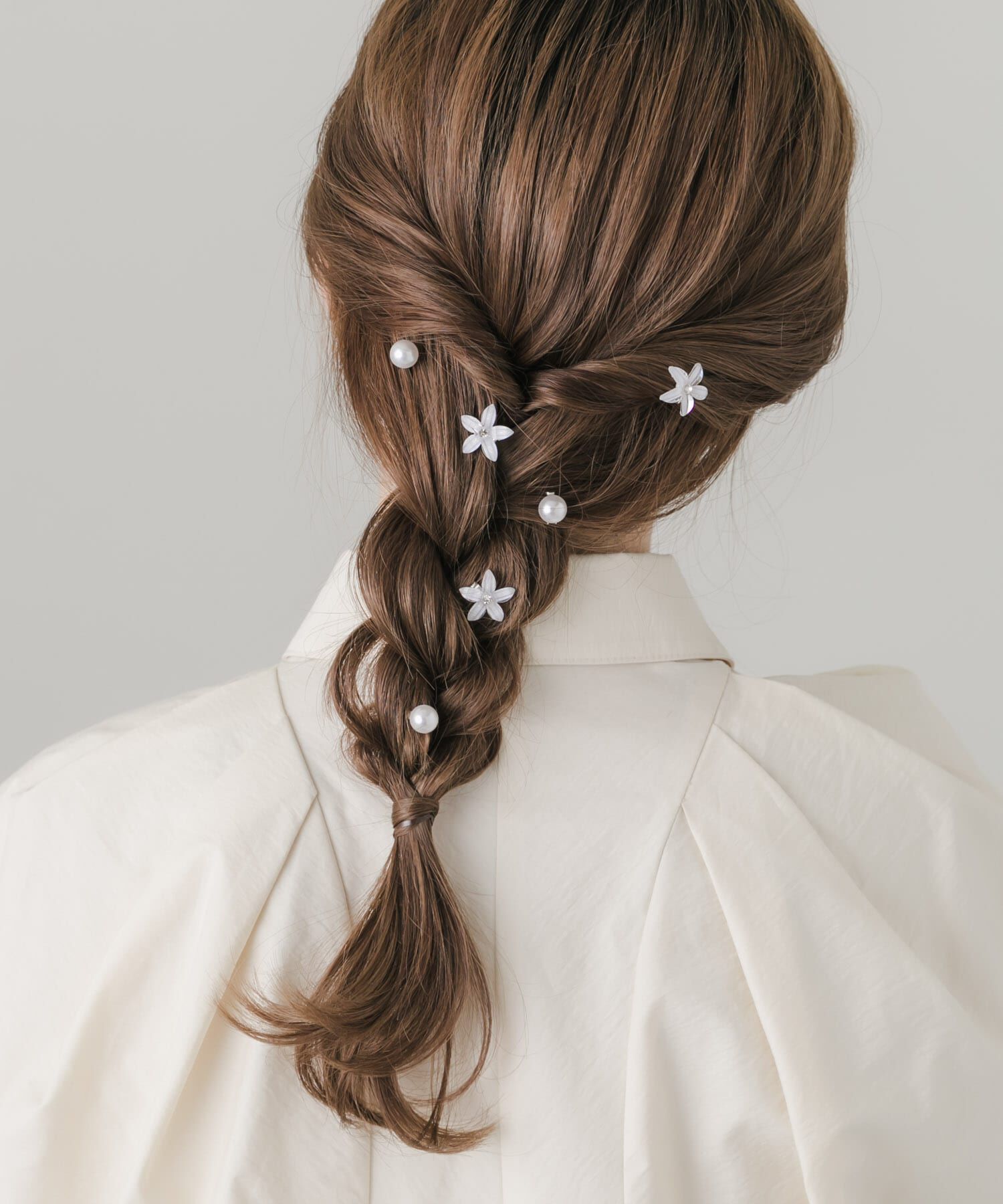 SMELLY「クリアフラワーパールセットヘアクリップ」|その他|ホワイト