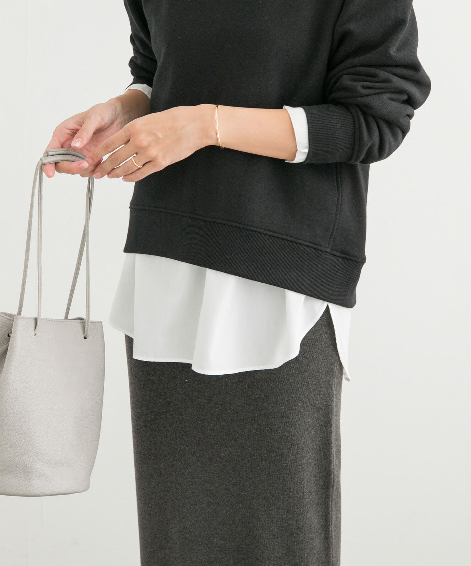 URBAN RESEARCH DOORS「『UR TECH』クルーネックプルオーバーシャツ」|シャツ・ブラウス|オフホワイト