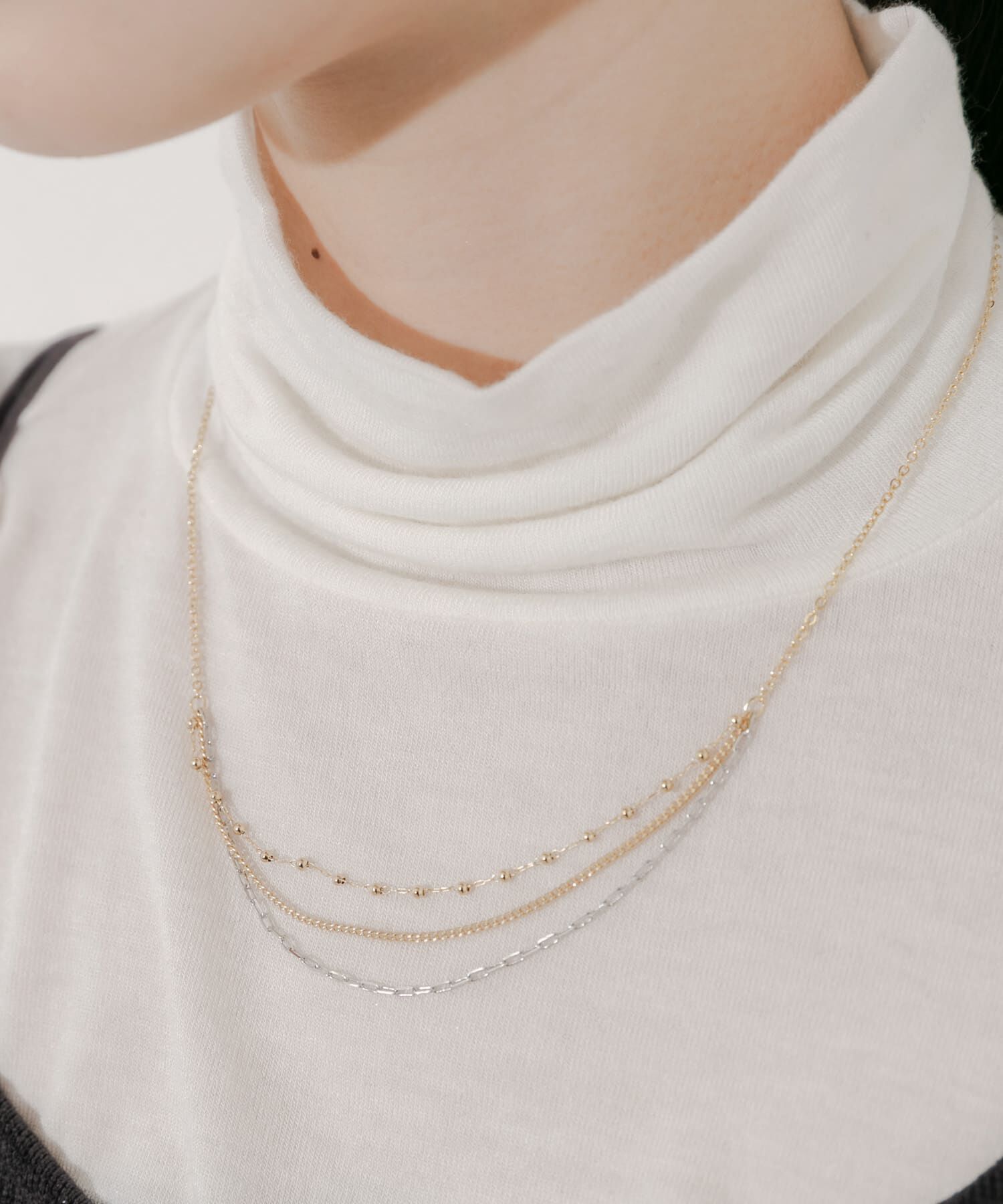 SMELLY「コンビメッキトリプルチェーンネックレス」|ネックレス|