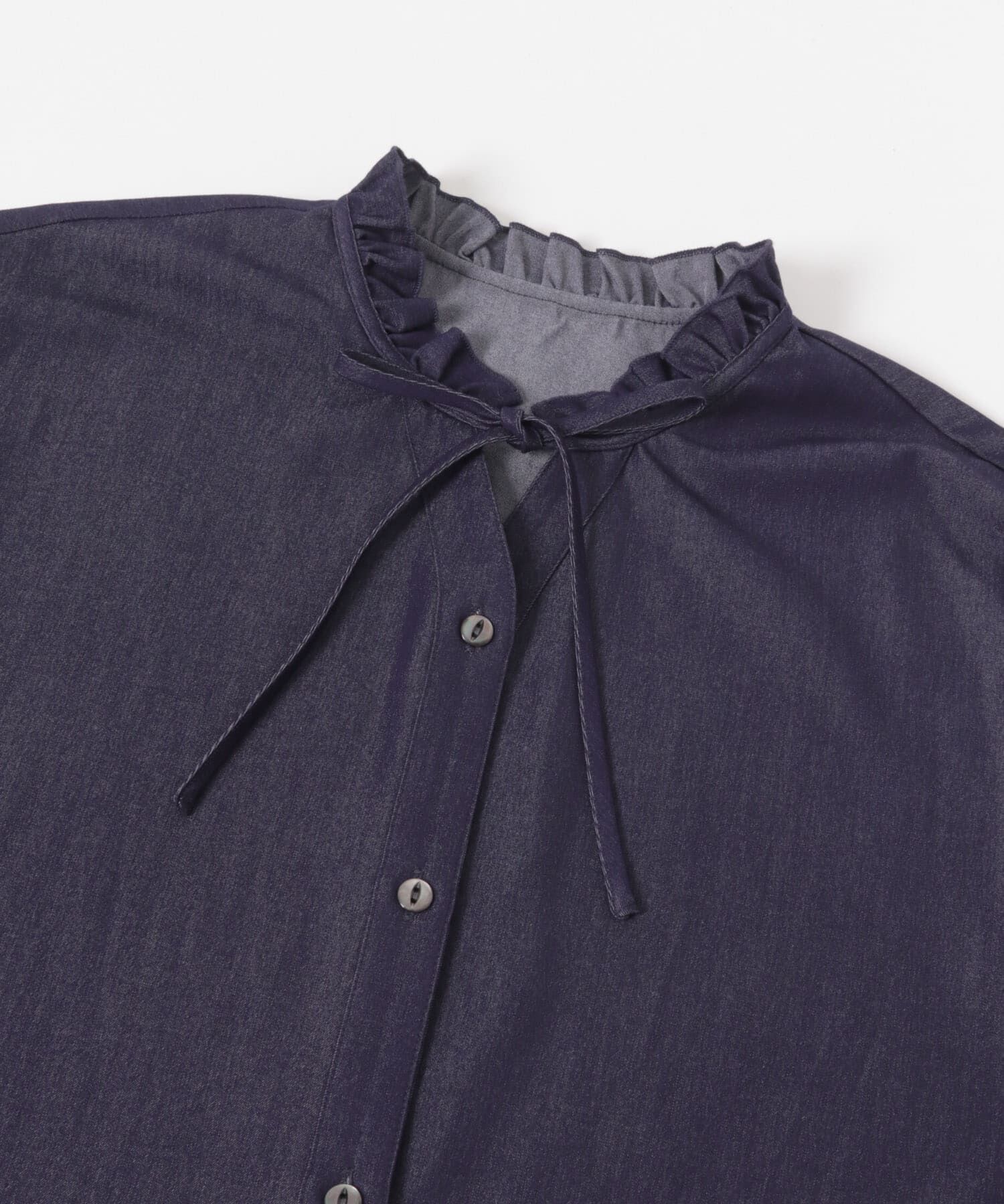 URBAN RESEARCH ROSSO「フリルネックデニムブラウス」|シャツ・ブラウス|