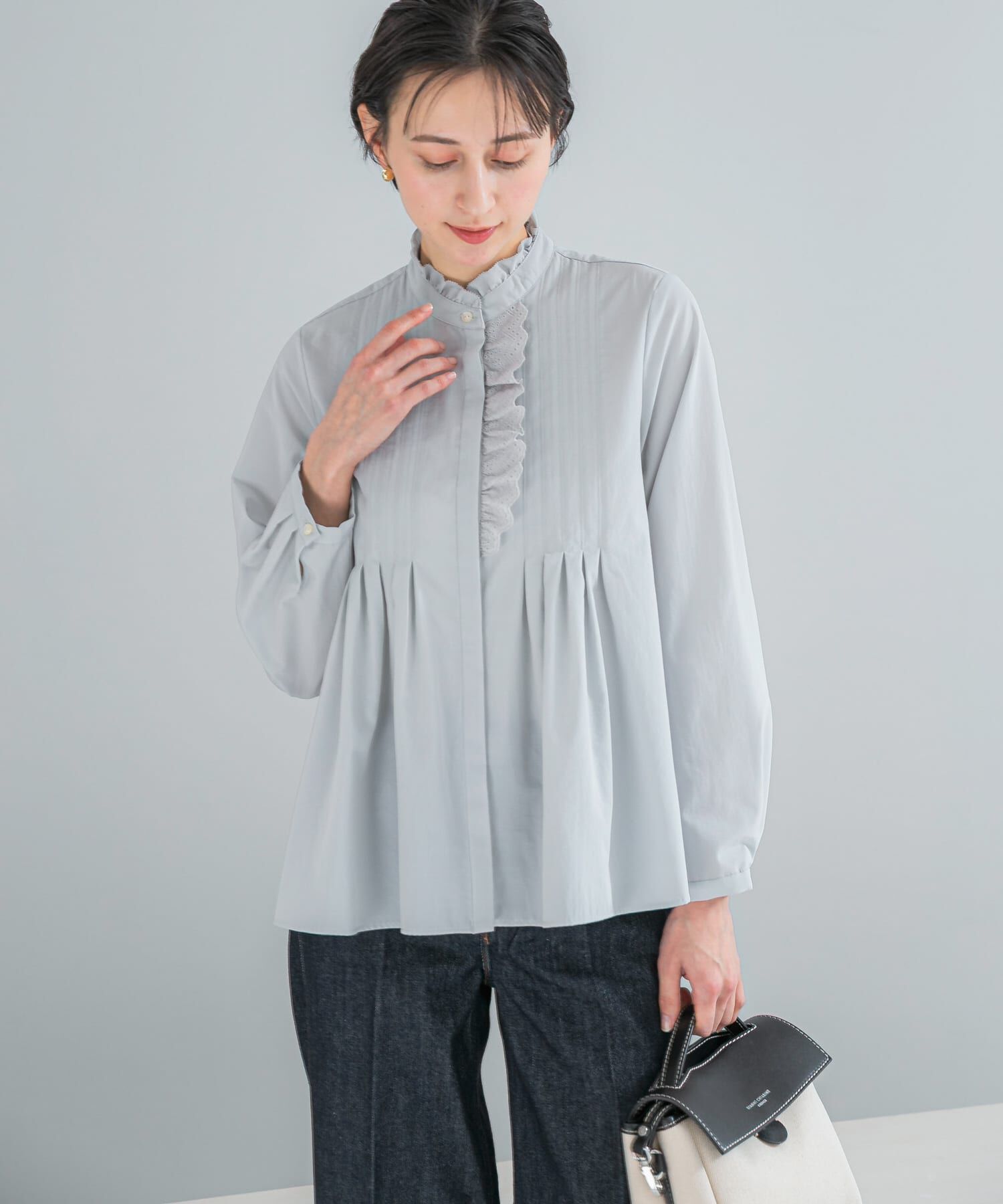 URBAN RESEARCH ROSSO「フリルネックレースデザインシャツブラウス」|シャツ・ブラウス|