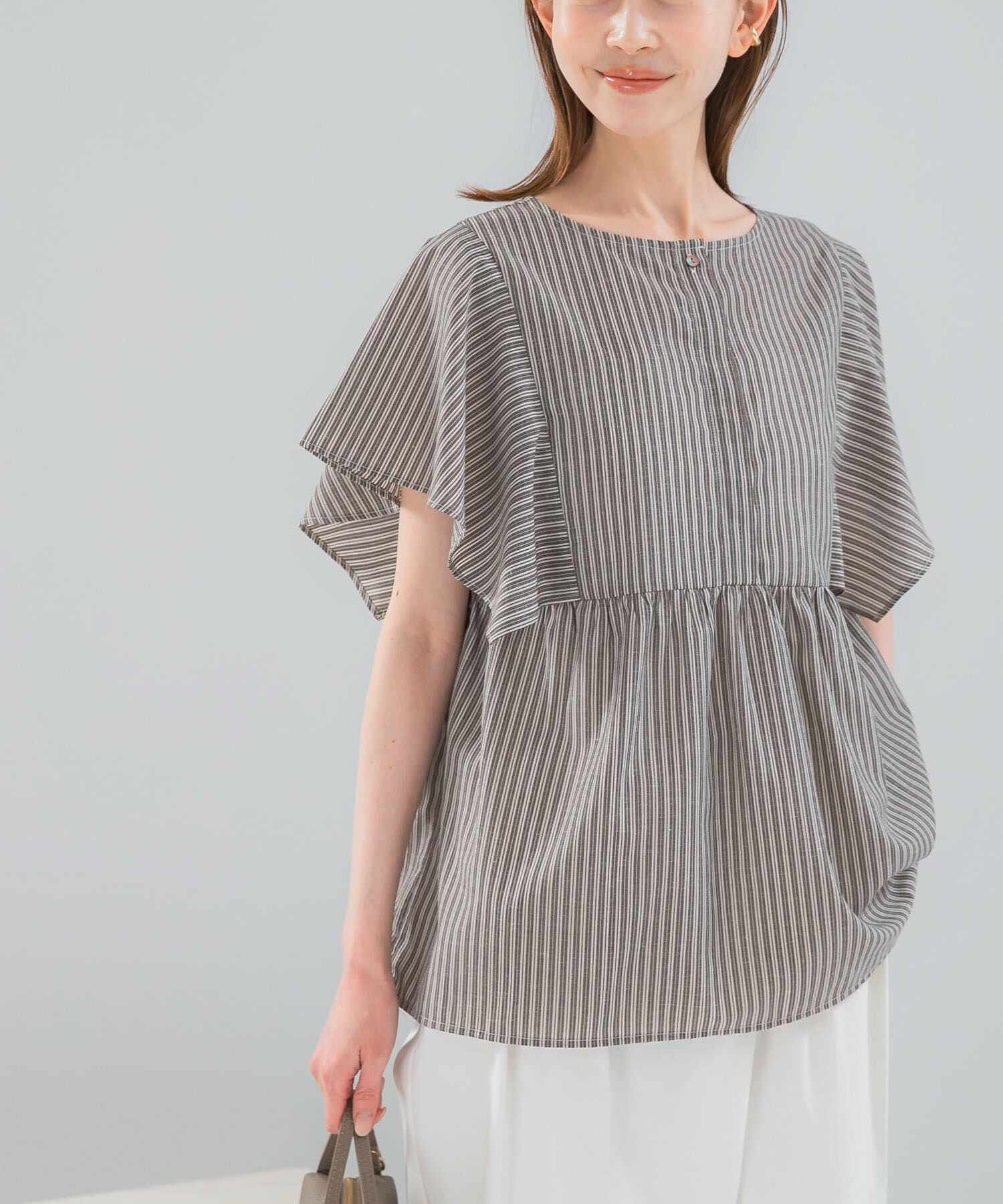 URBAN RESEARCH ROSSO「『WEB限定』『UR TECH Smart Linen Touch』フレアスリーブブラウス」|シャツ・ブラウス|