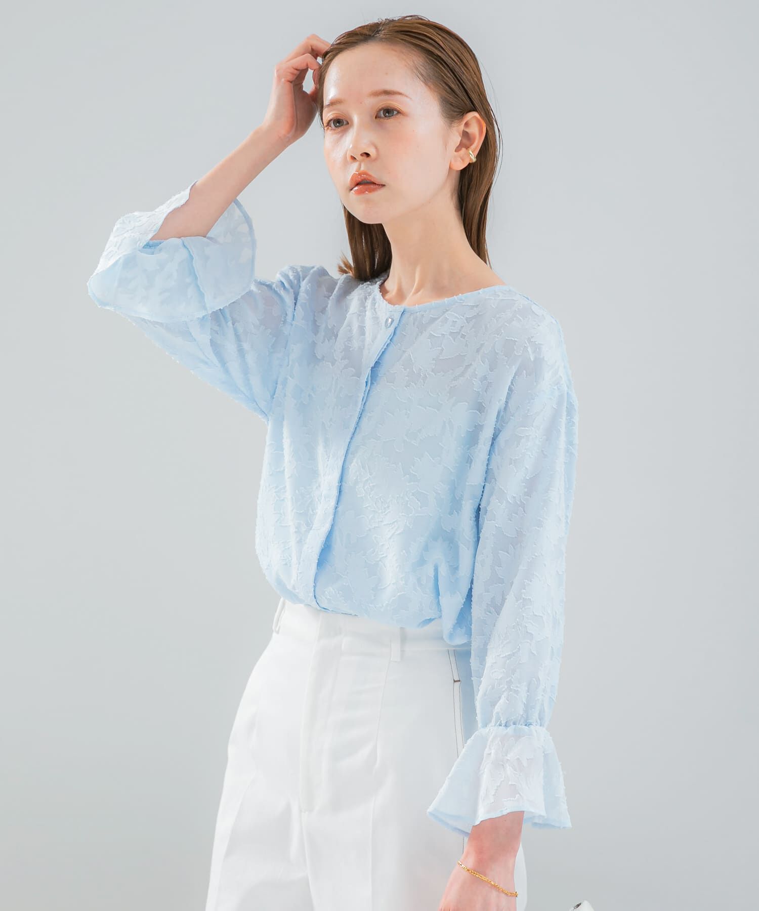 URBAN RESEARCH ROSSO「『WEB限定』ジャガードブラウス」|シャツ・ブラウス|