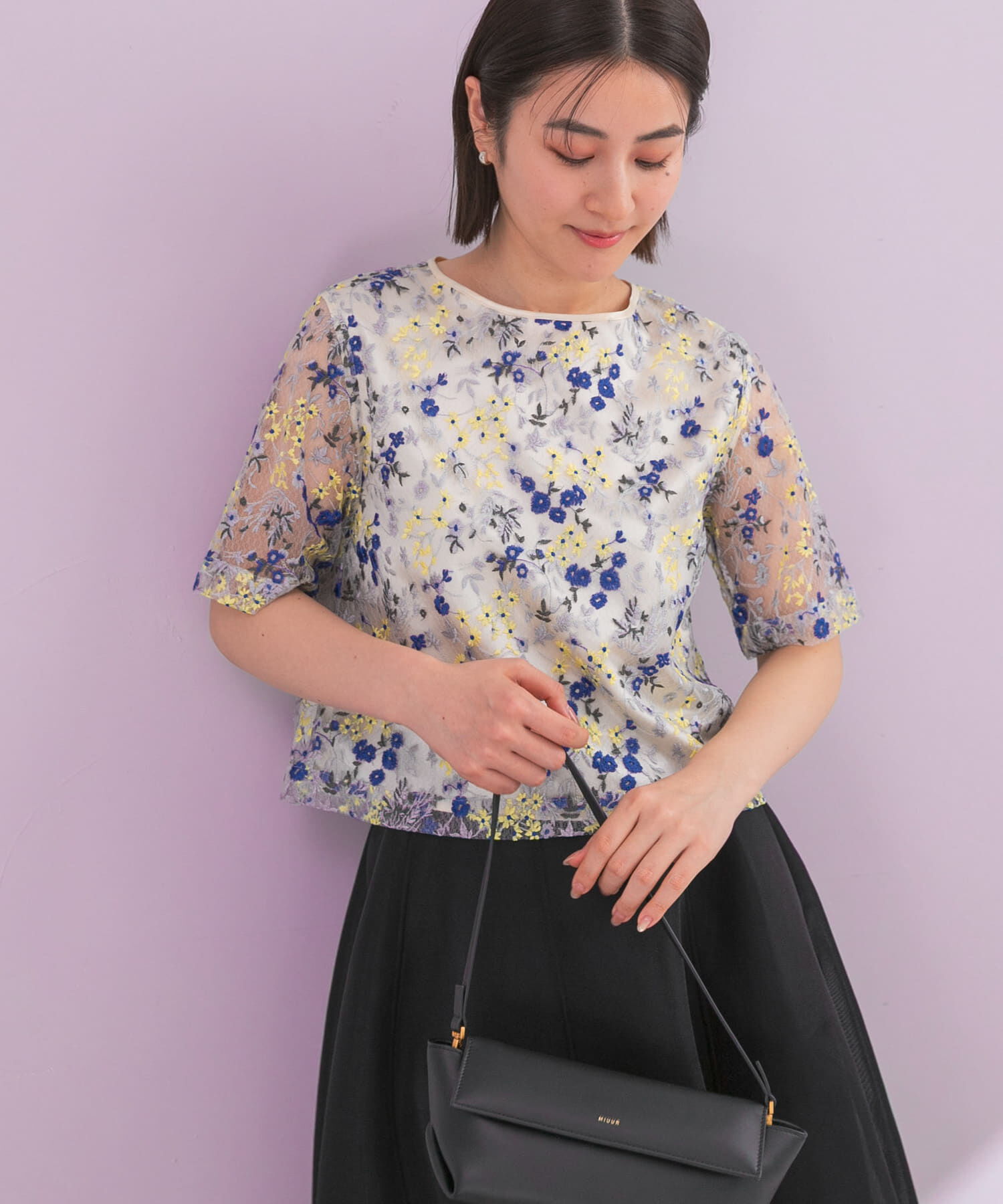 URBAN RESEARCH ROSSO「フラワー刺繍セミシアーブラウス」|シャツ・ブラウス|