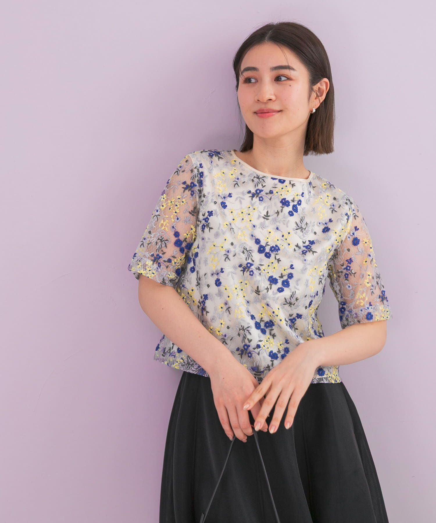 URBAN RESEARCH ROSSO「フラワー刺繍セミシアーブラウス」|シャツ・ブラウス|