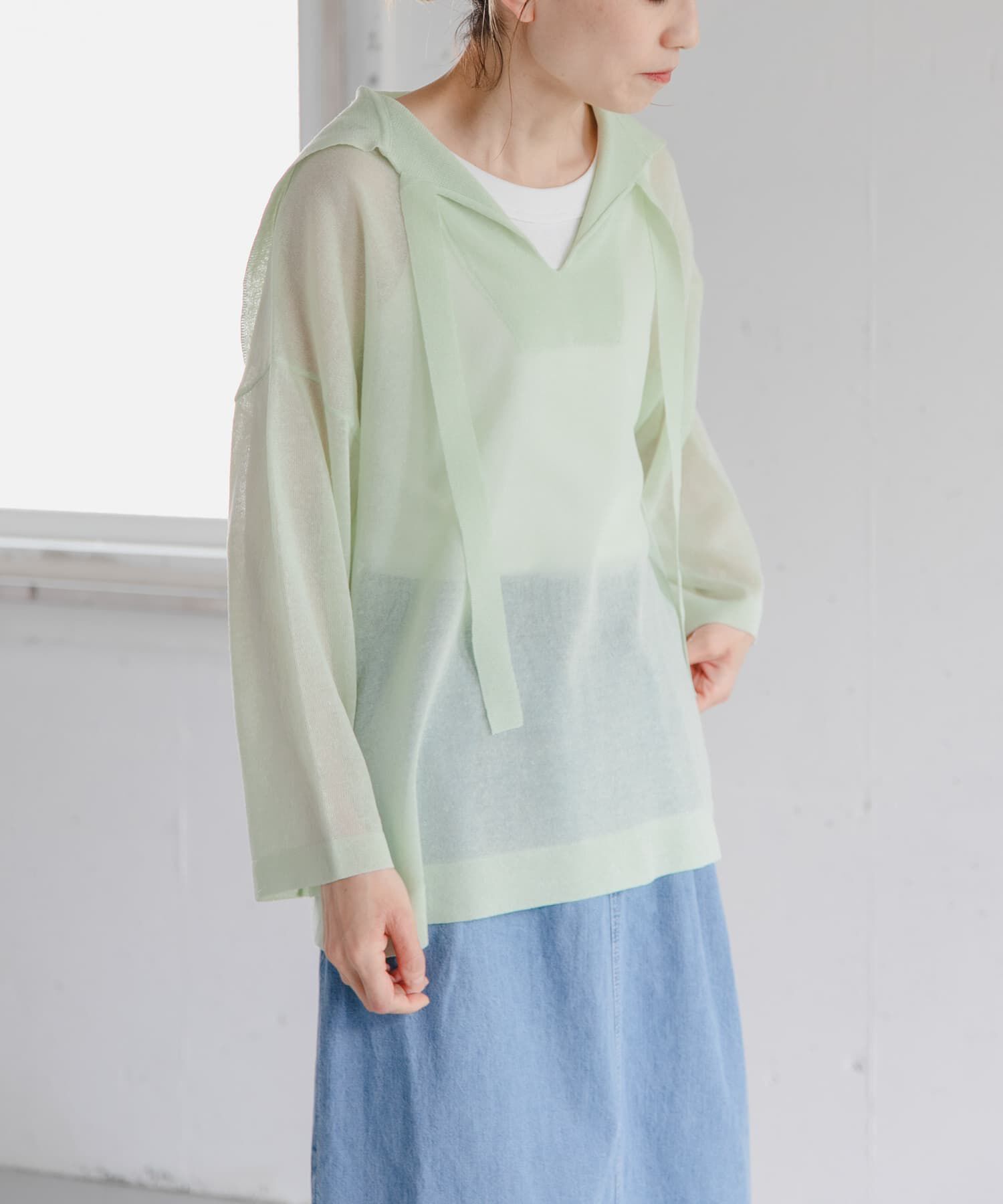 URBAN RESEARCH DOORS「FORK&SPOON　セーラーカラーシアーニットプルオーバー」|その他|