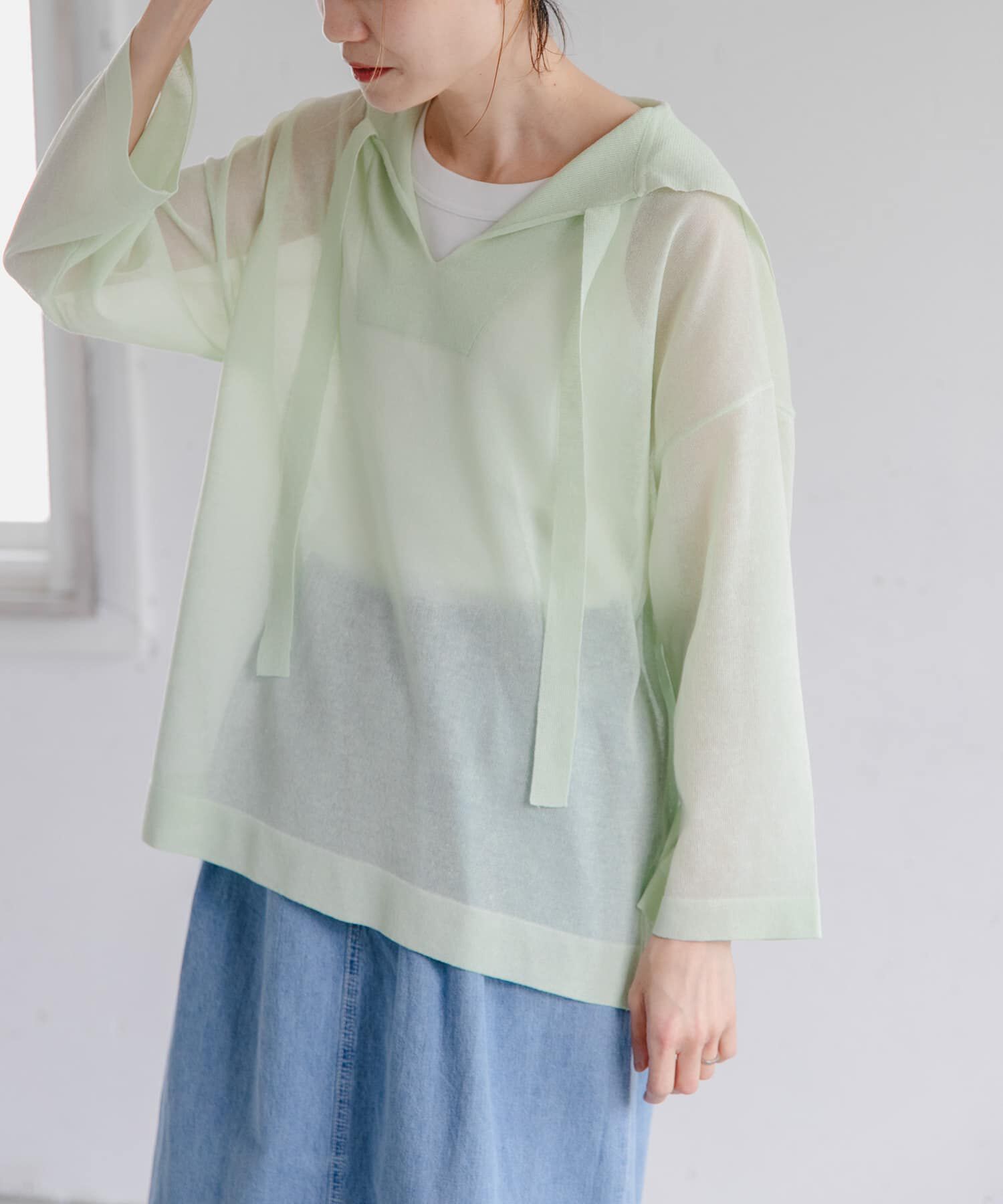 URBAN RESEARCH DOORS「FORK&SPOON　セーラーカラーシアーニットプルオーバー」|その他|