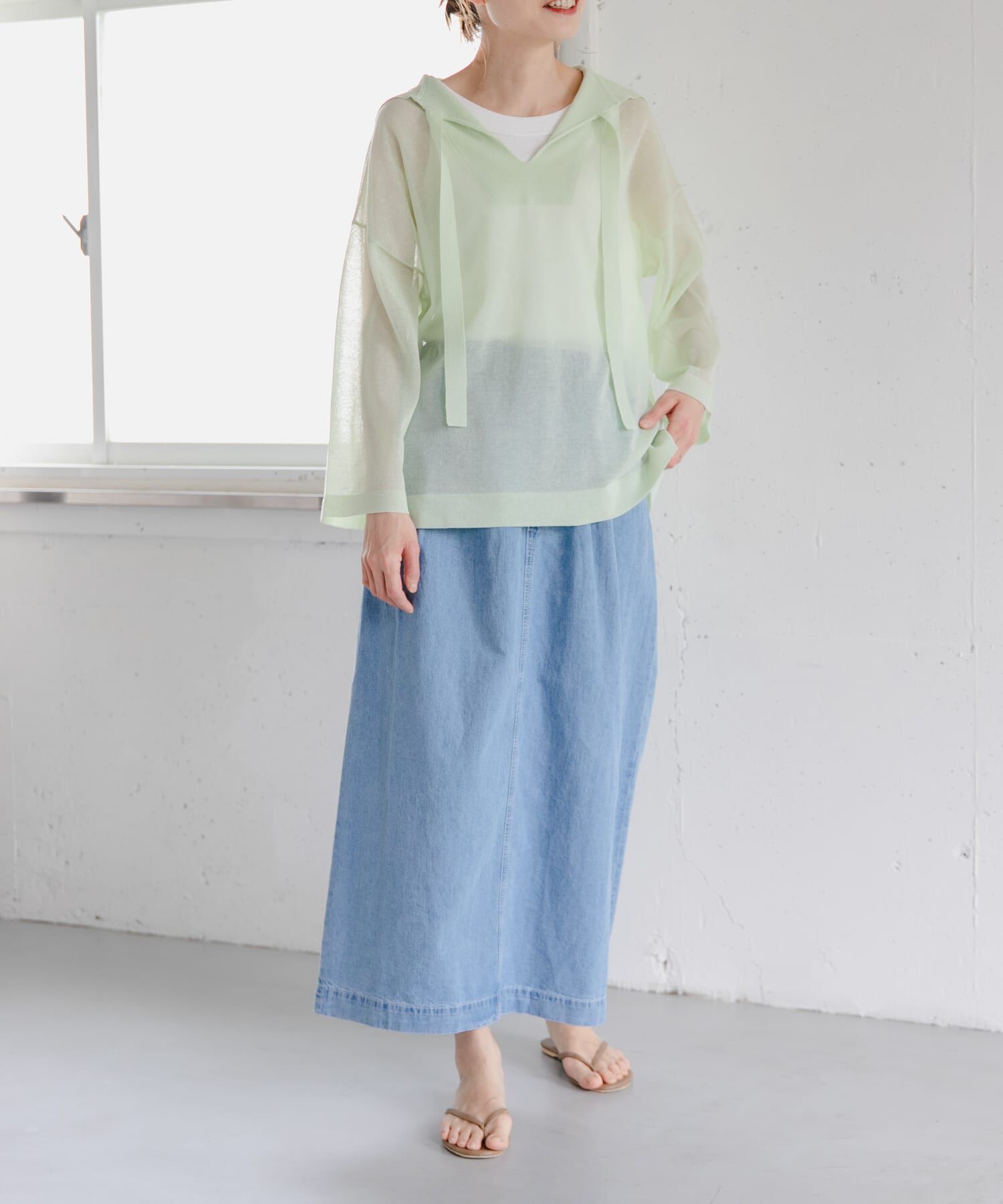 URBAN RESEARCH DOORS「FORK&SPOON　セーラーカラーシアーニットプルオーバー」|その他|