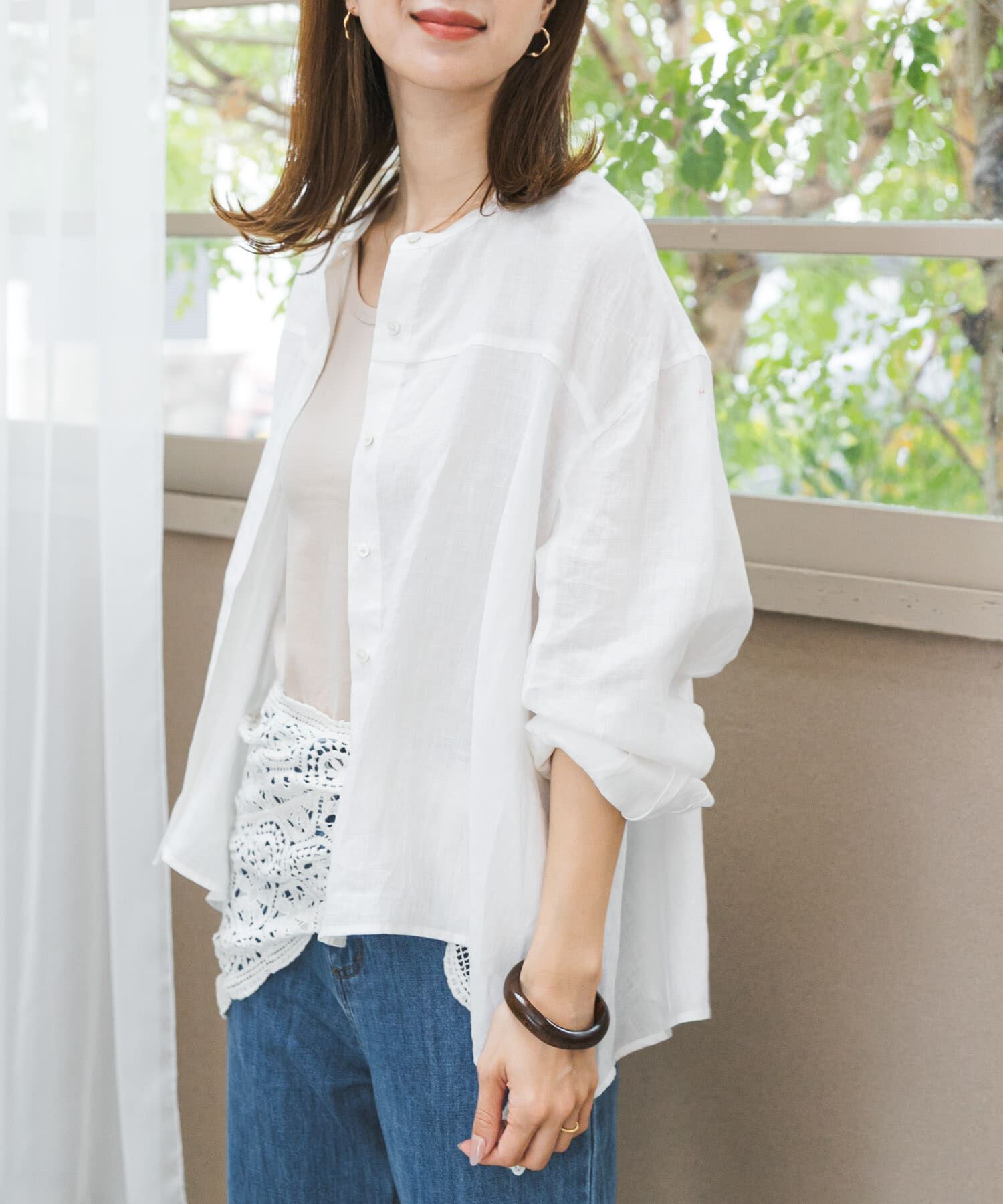 URBAN RESEARCH DOORS「リネンカーブスリーブブラウス」|シャツ・ブラウス|