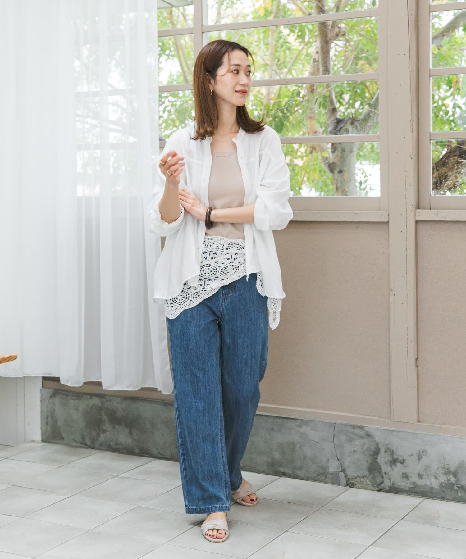 URBAN RESEARCH DOORS「リネンカーブスリーブブラウス」|シャツ・ブラウス|