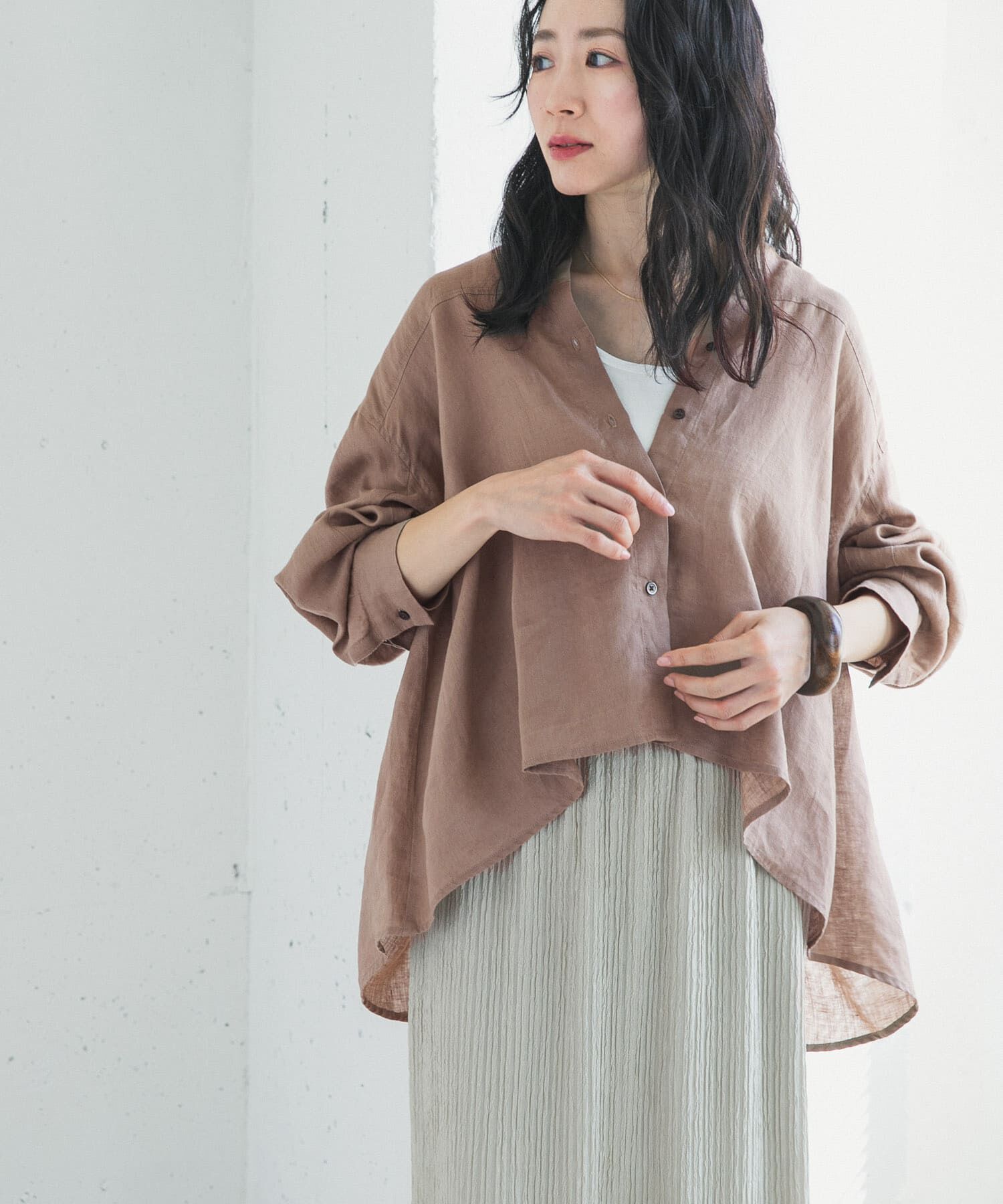 URBAN RESEARCH DOORS「リネンカーブスリーブブラウス」|シャツ・ブラウス|