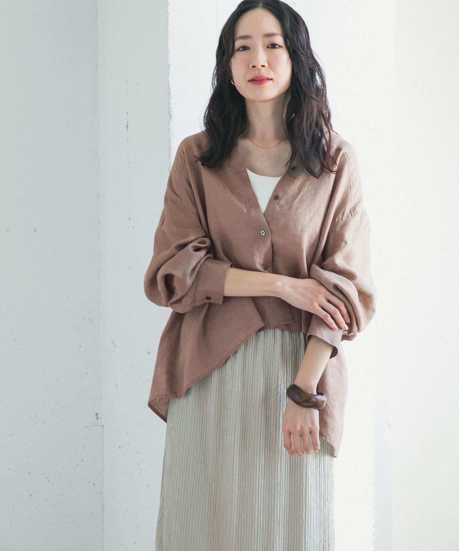 URBAN RESEARCH DOORS「リネンカーブスリーブブラウス」|シャツ・ブラウス|