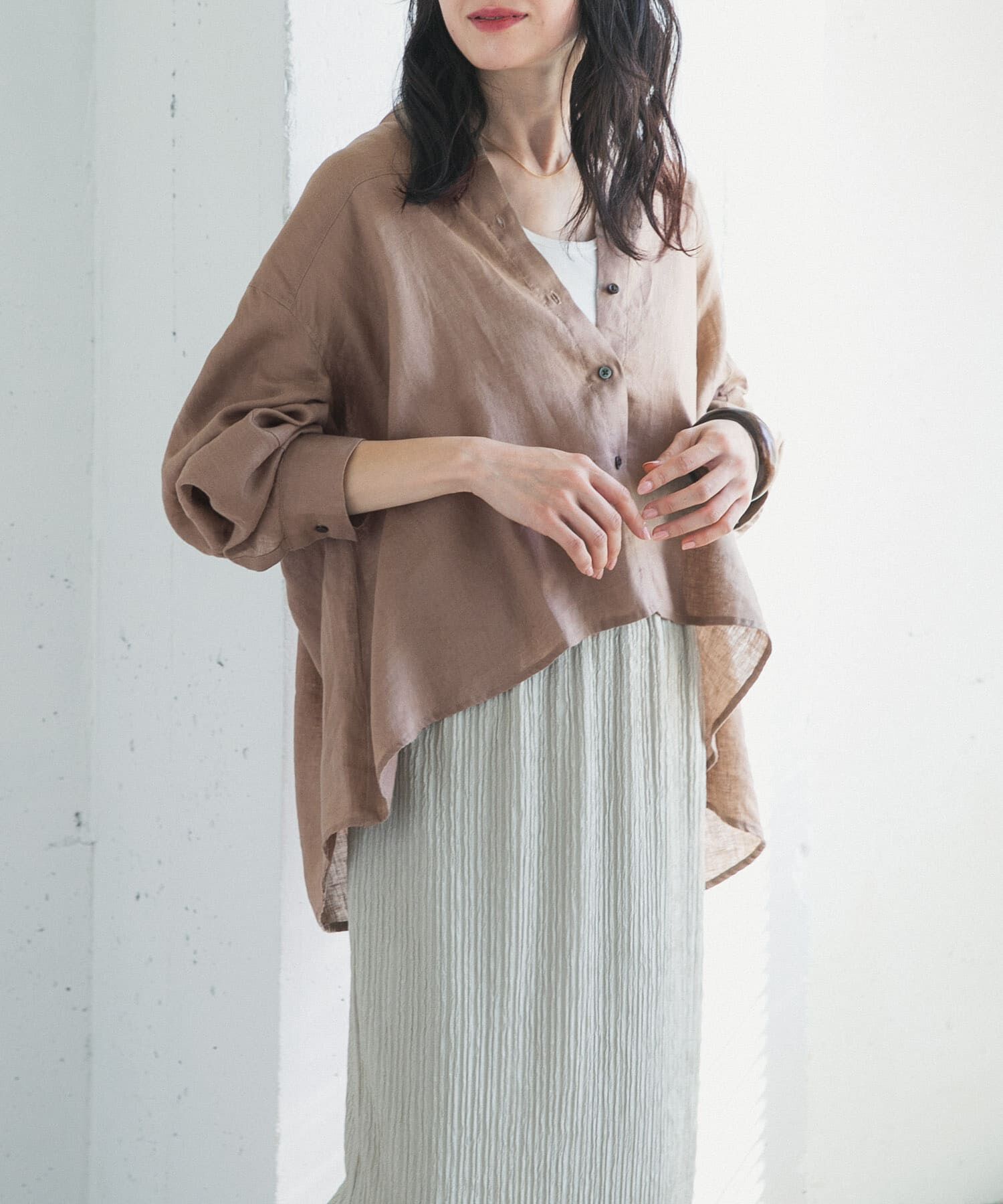 URBAN RESEARCH DOORS「リネンカーブスリーブブラウス」|シャツ・ブラウス|