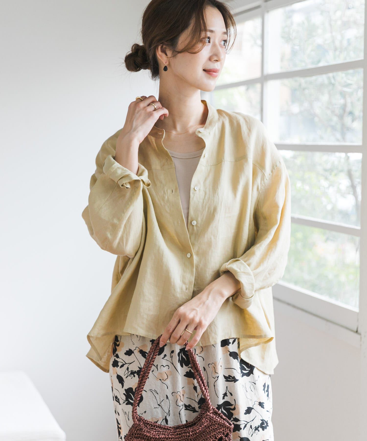 URBAN RESEARCH DOORS「リネンカーブスリーブブラウス」|シャツ・ブラウス|