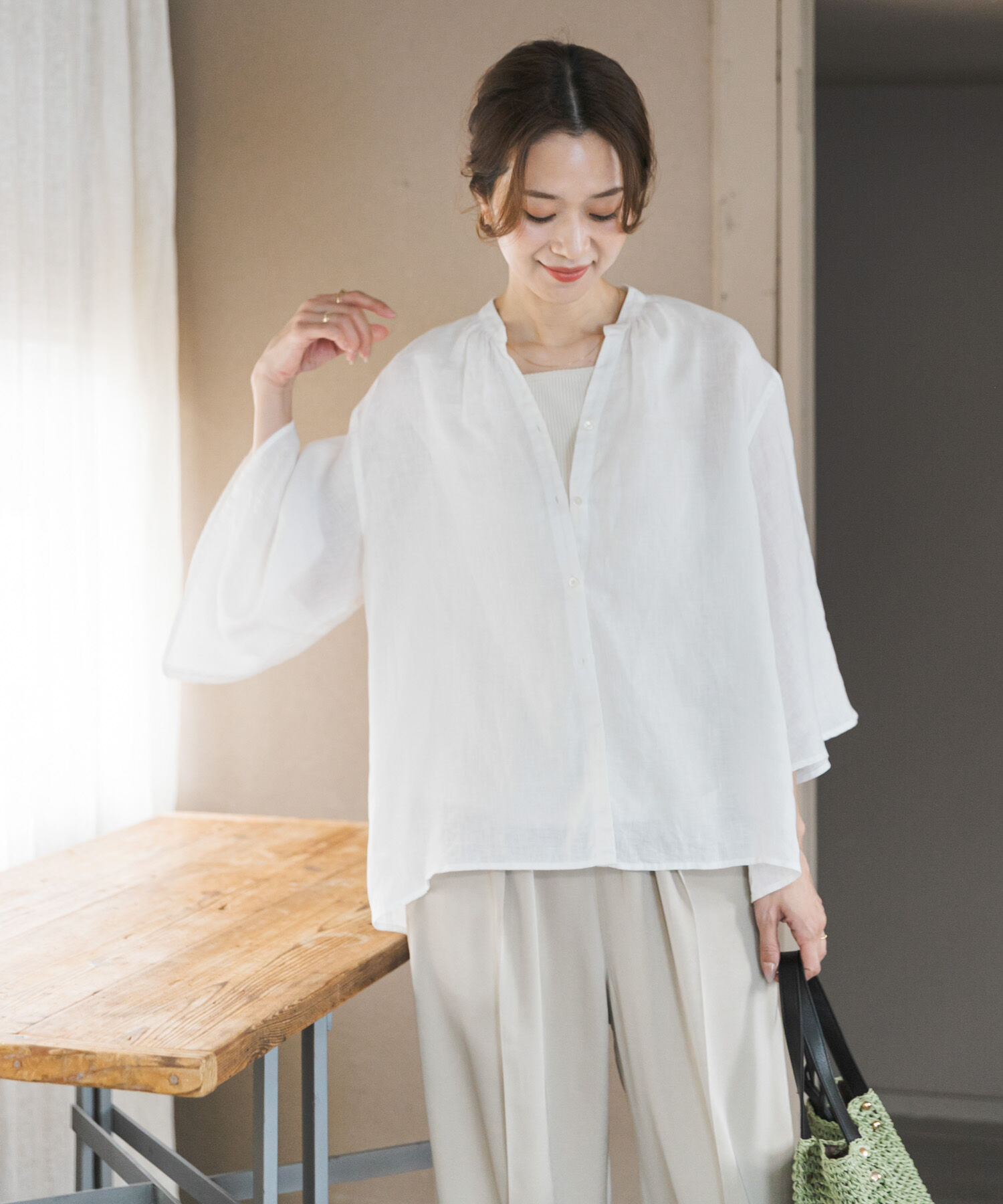 URBAN RESEARCH DOORS「リネンフレアスリーブブラウス」|シャツ・ブラウス|