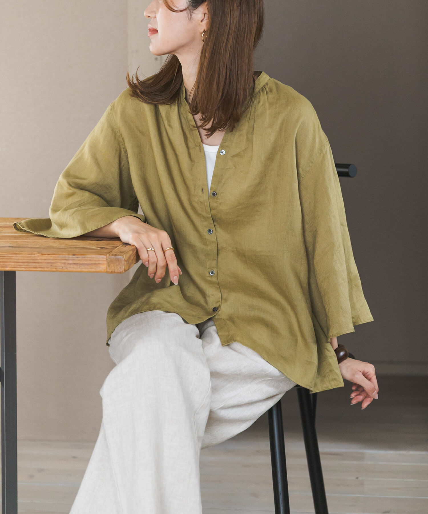 URBAN RESEARCH DOORS「リネンフレアスリーブブラウス」|シャツ・ブラウス|