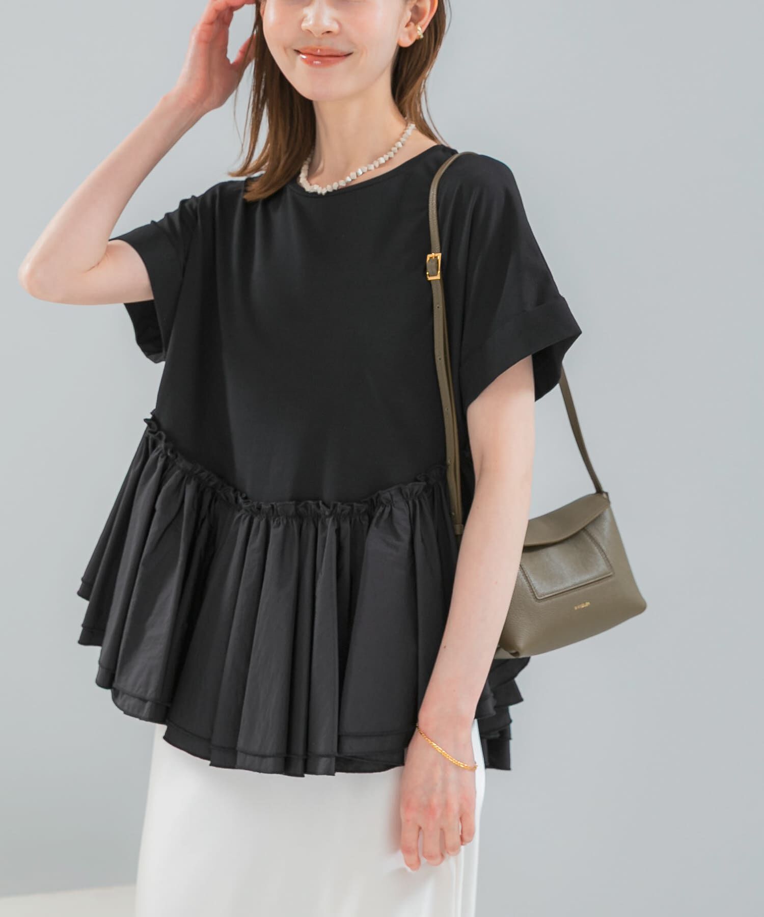 URBAN RESEARCH ROSSO「タフタドッキングティアードTEEブラウス」|Tシャツ・カットソー|