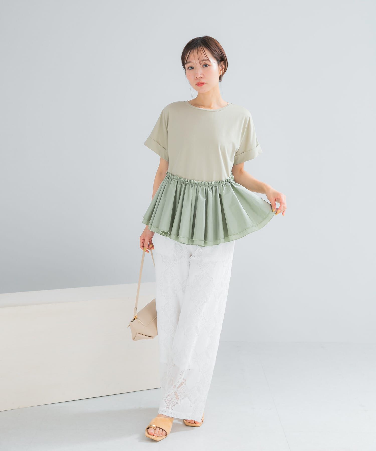 URBAN RESEARCH ROSSO「タフタドッキングティアードTEEブラウス」|Tシャツ・カットソー|