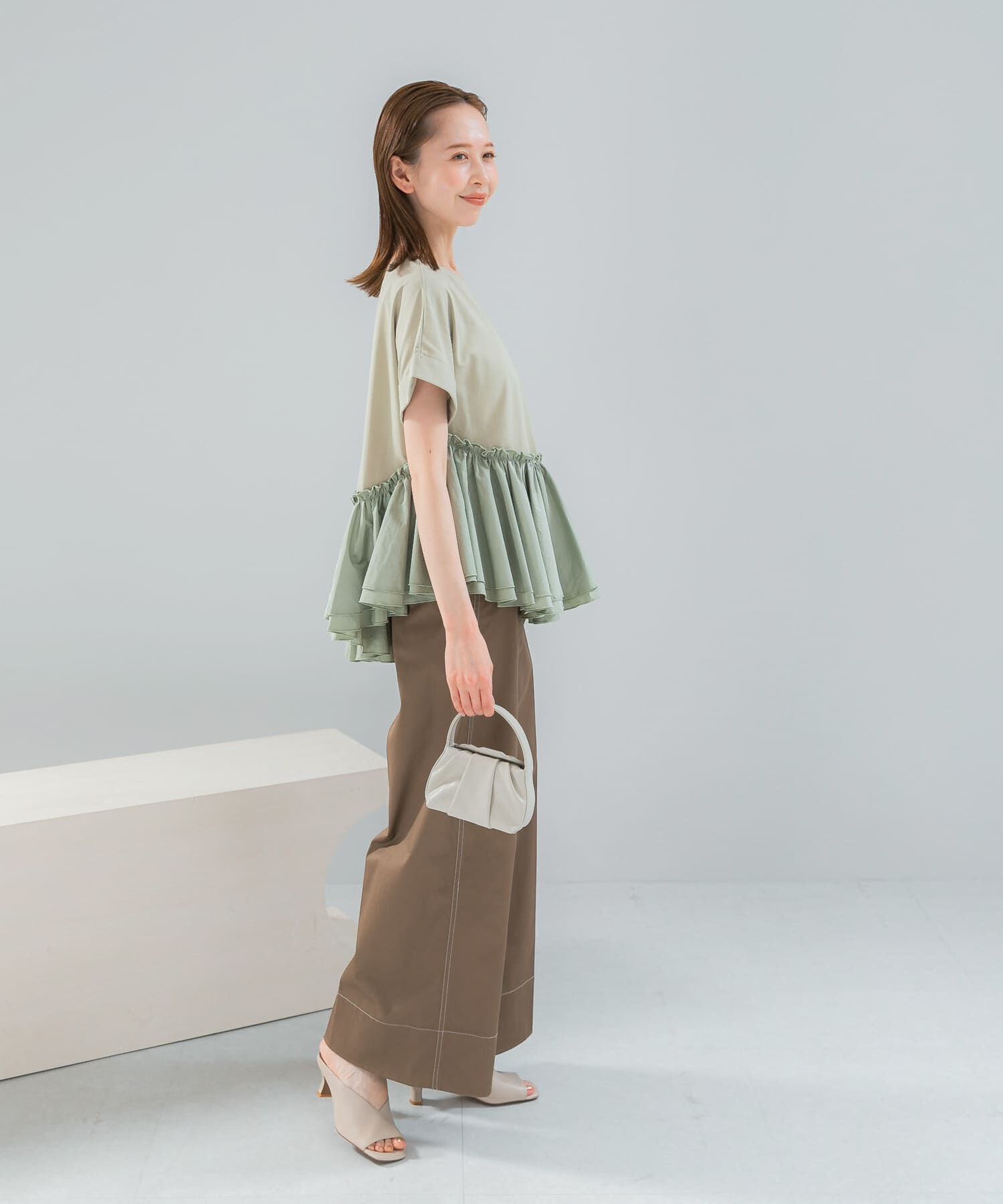 URBAN RESEARCH ROSSO「タフタドッキングティアードTEEブラウス」|Tシャツ・カットソー|