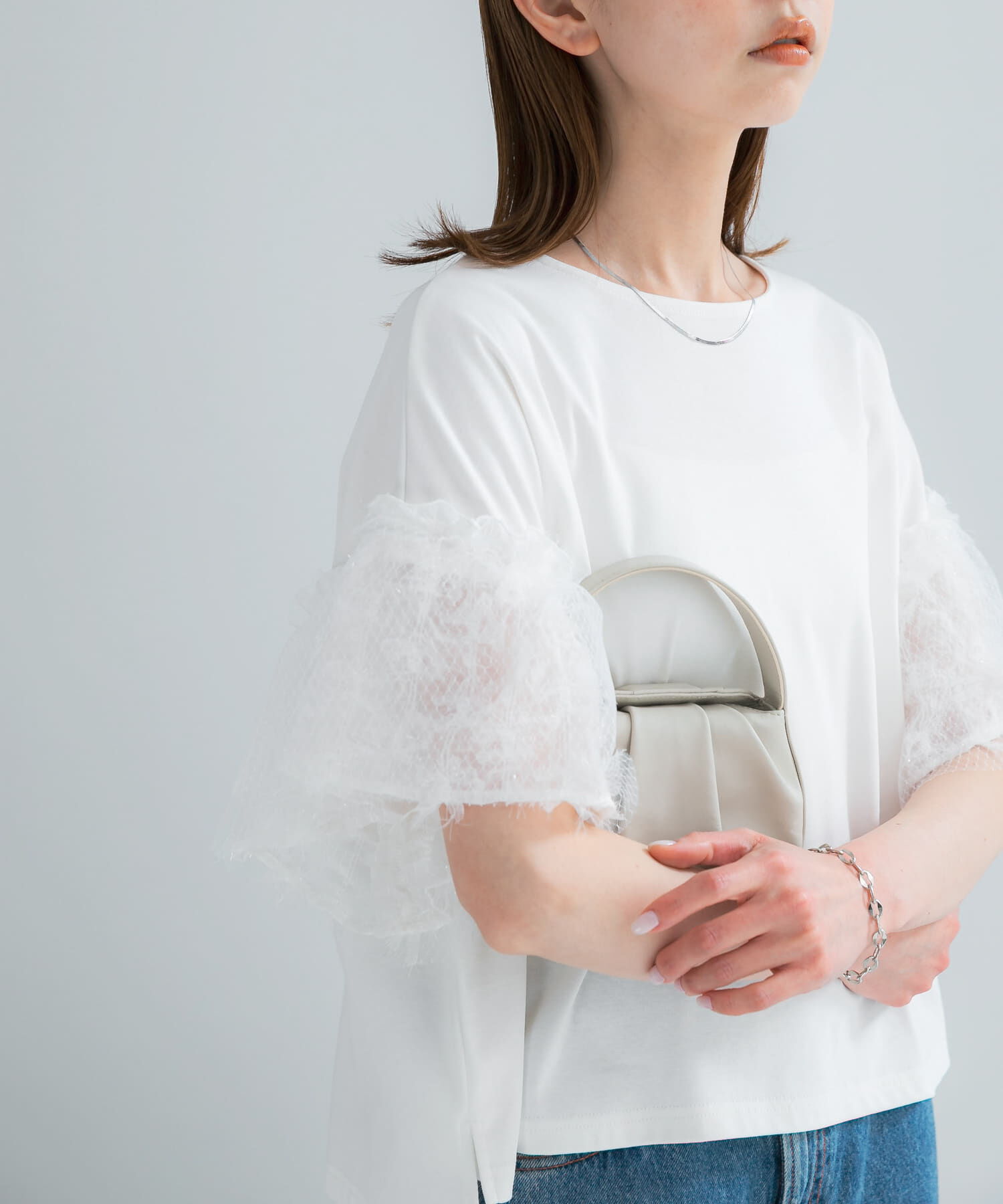 URBAN RESEARCH ROSSO「チュールドッキングTEEブラウス」|Tシャツ・カットソー|