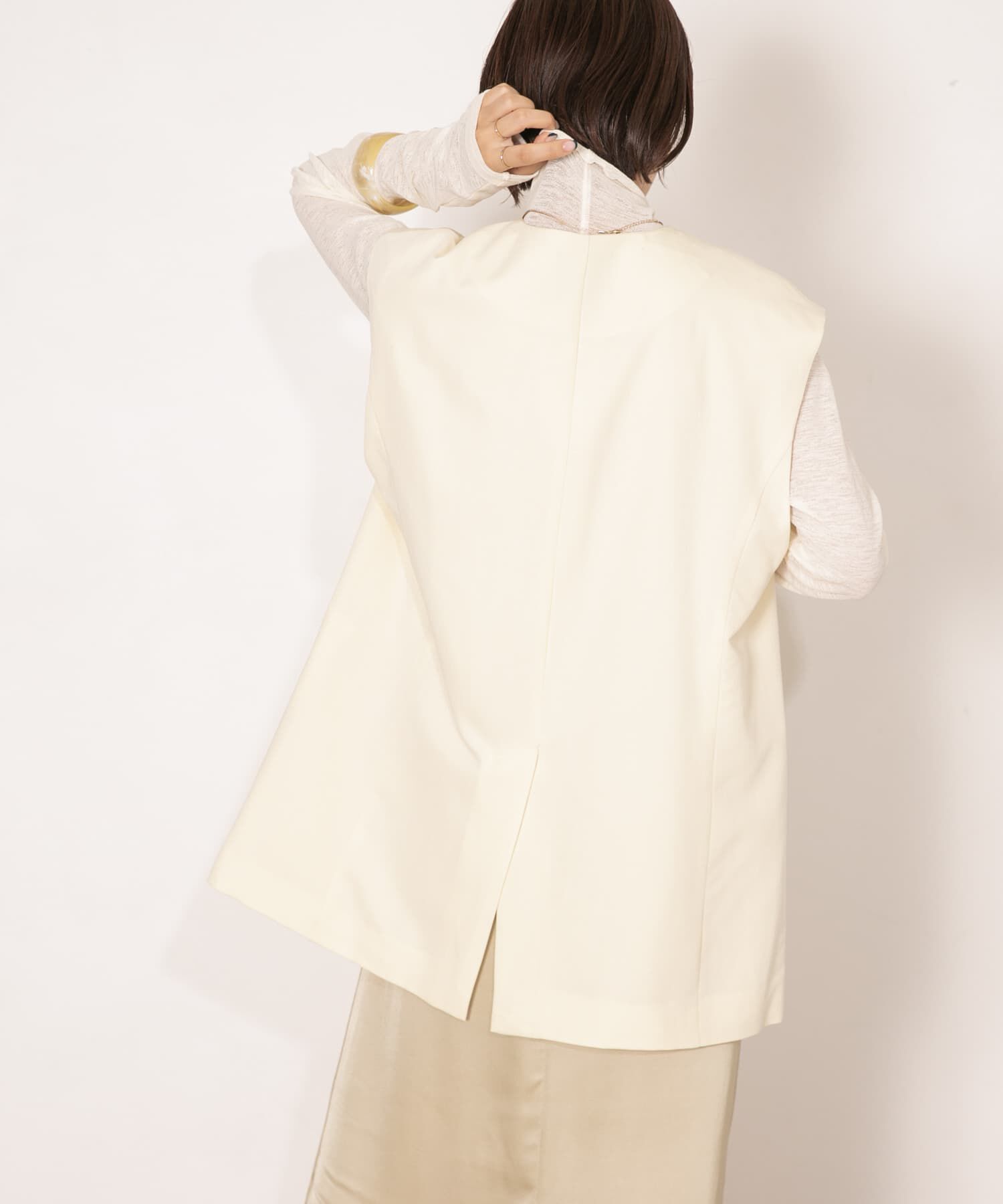  「ラウンドノーカラージレ」|ノーカラーコート|