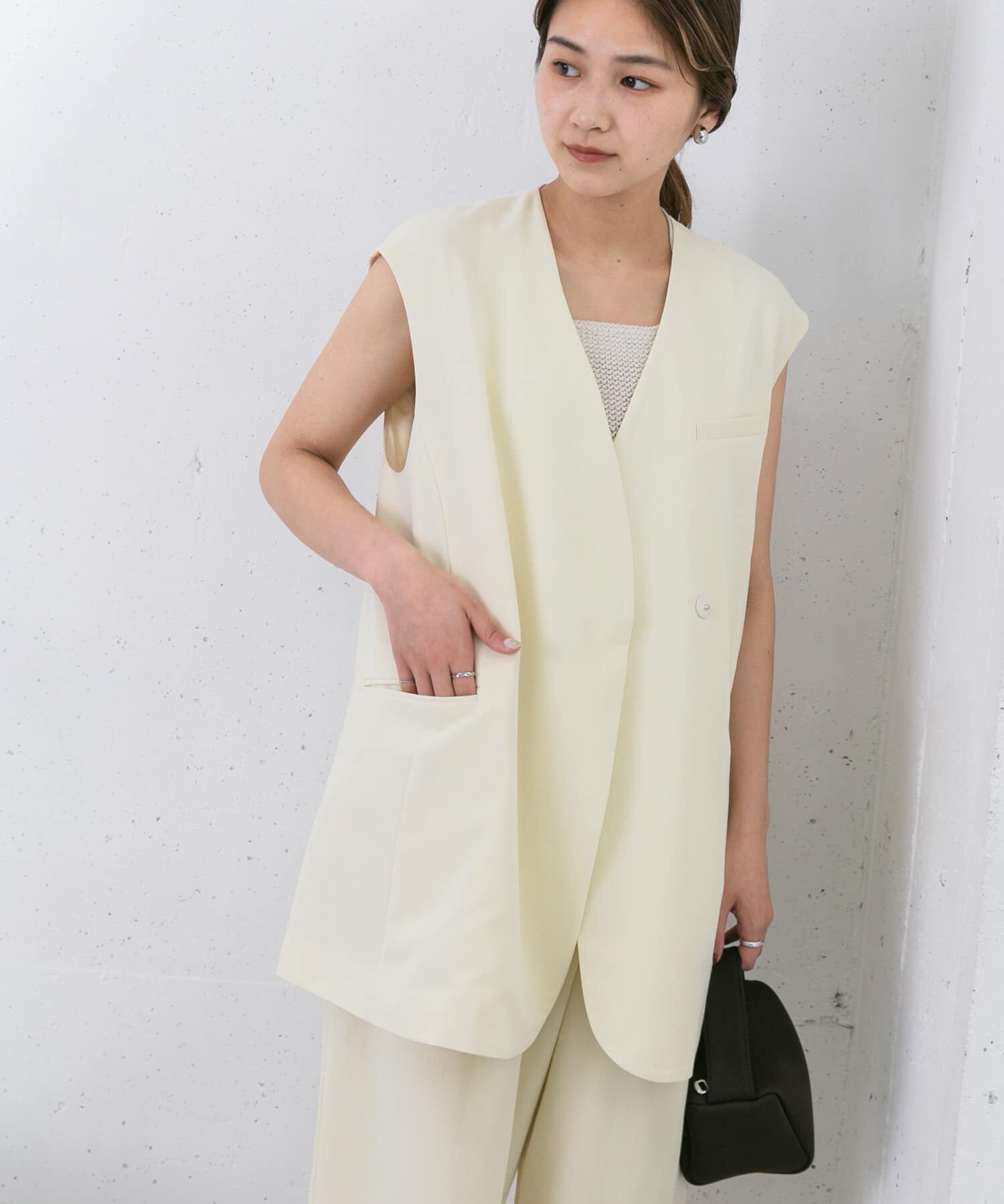  「ラウンドノーカラージレ」|ノーカラーコート|