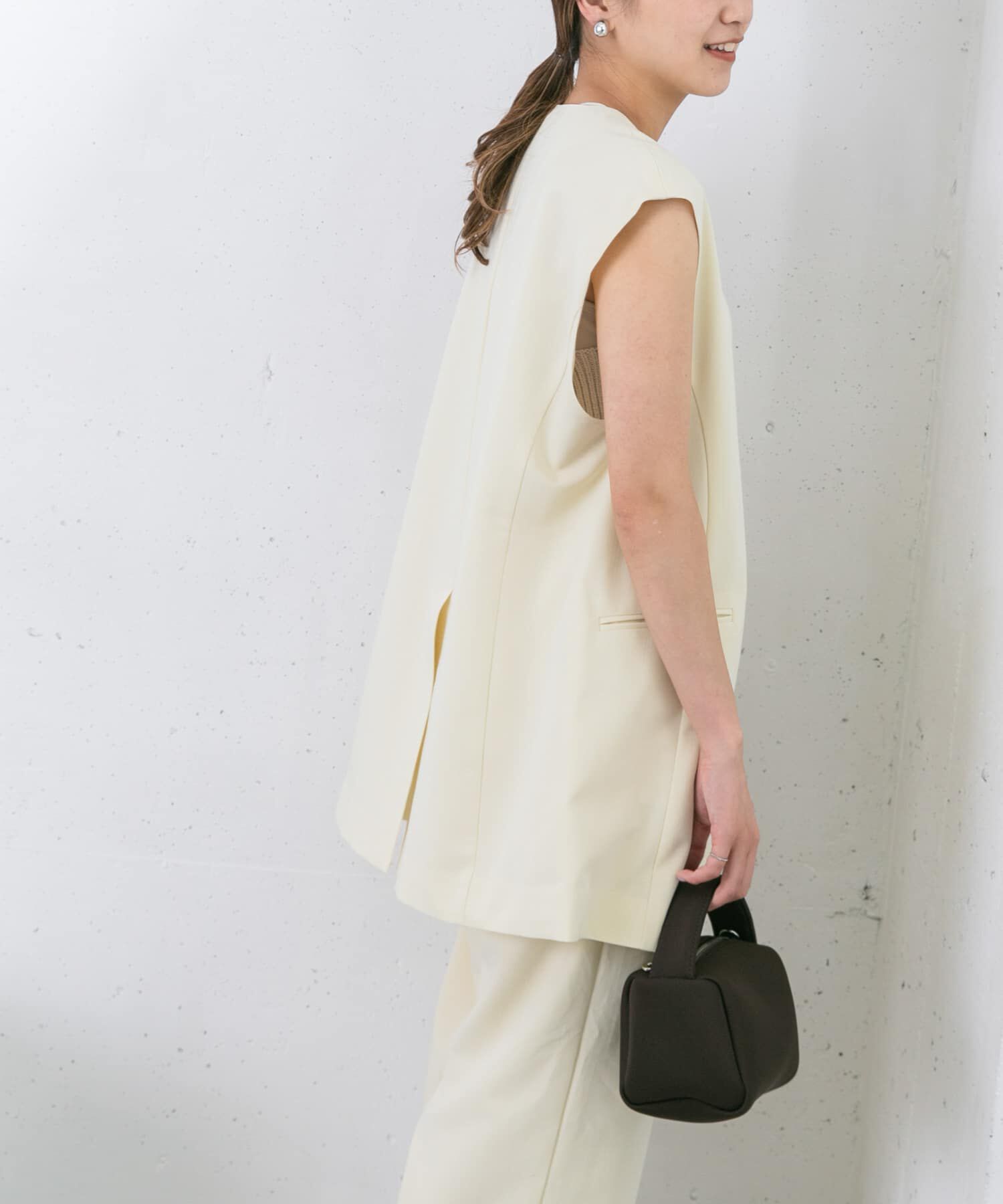  「ラウンドノーカラージレ」|ノーカラーコート|