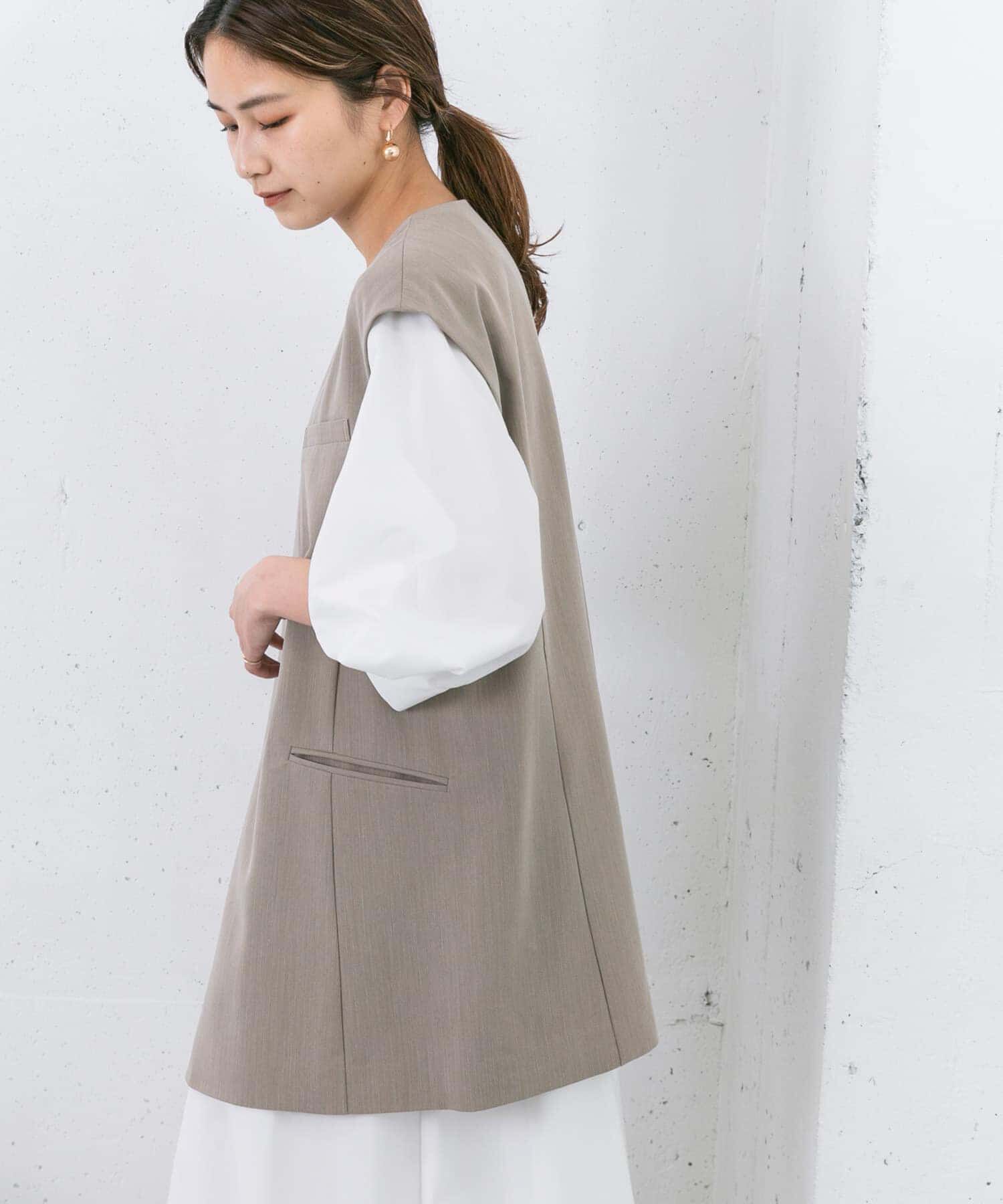  「ラウンドノーカラージレ」|ノーカラーコート|