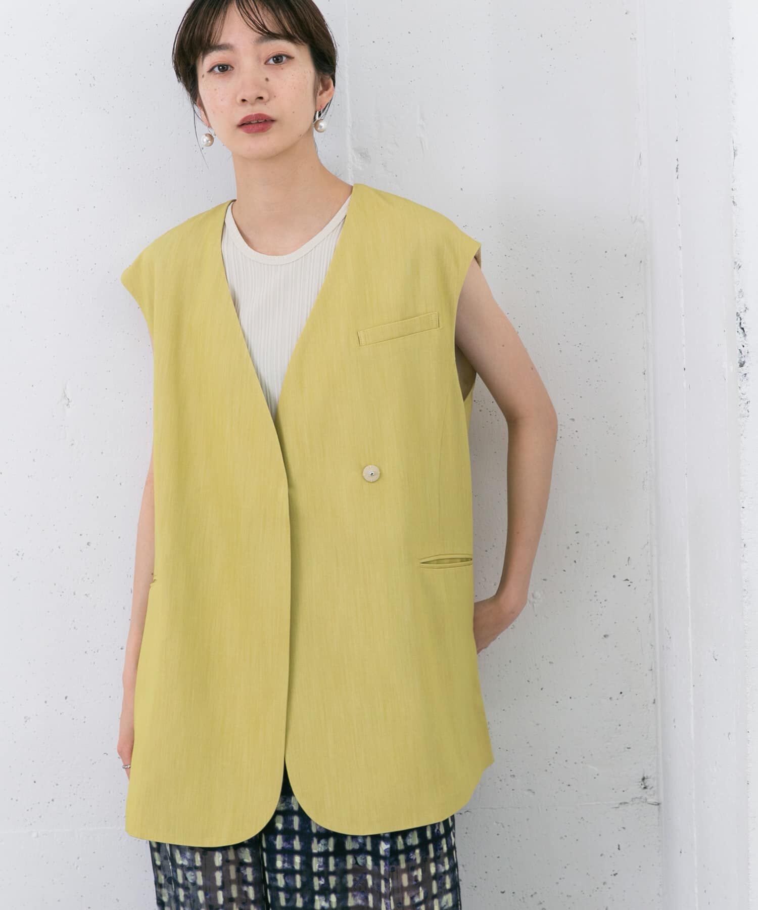  「ラウンドノーカラージレ」|ノーカラーコート|