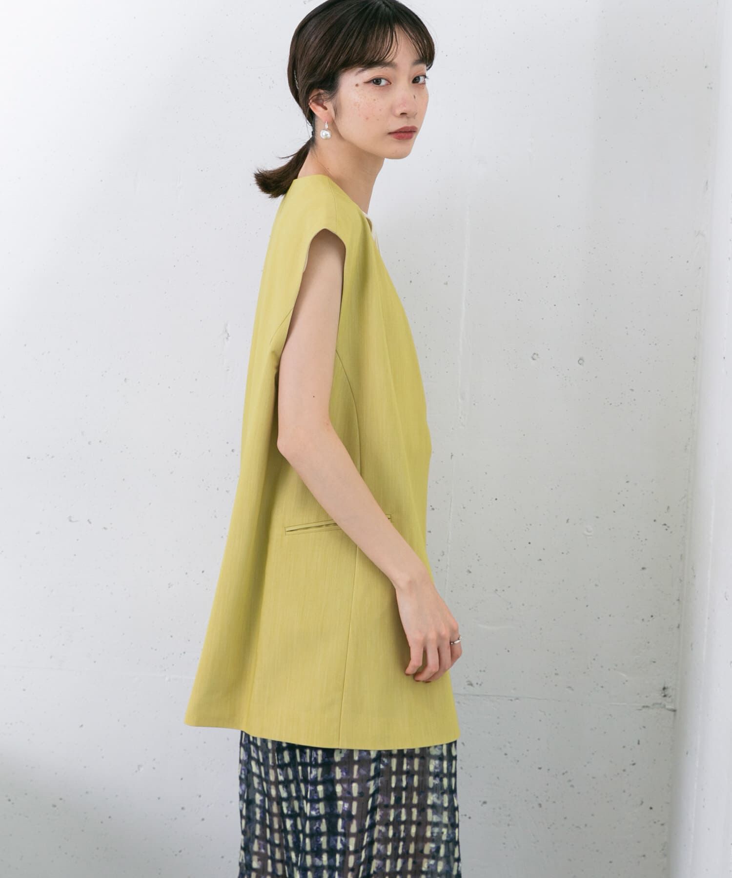  「ラウンドノーカラージレ」|ノーカラーコート|