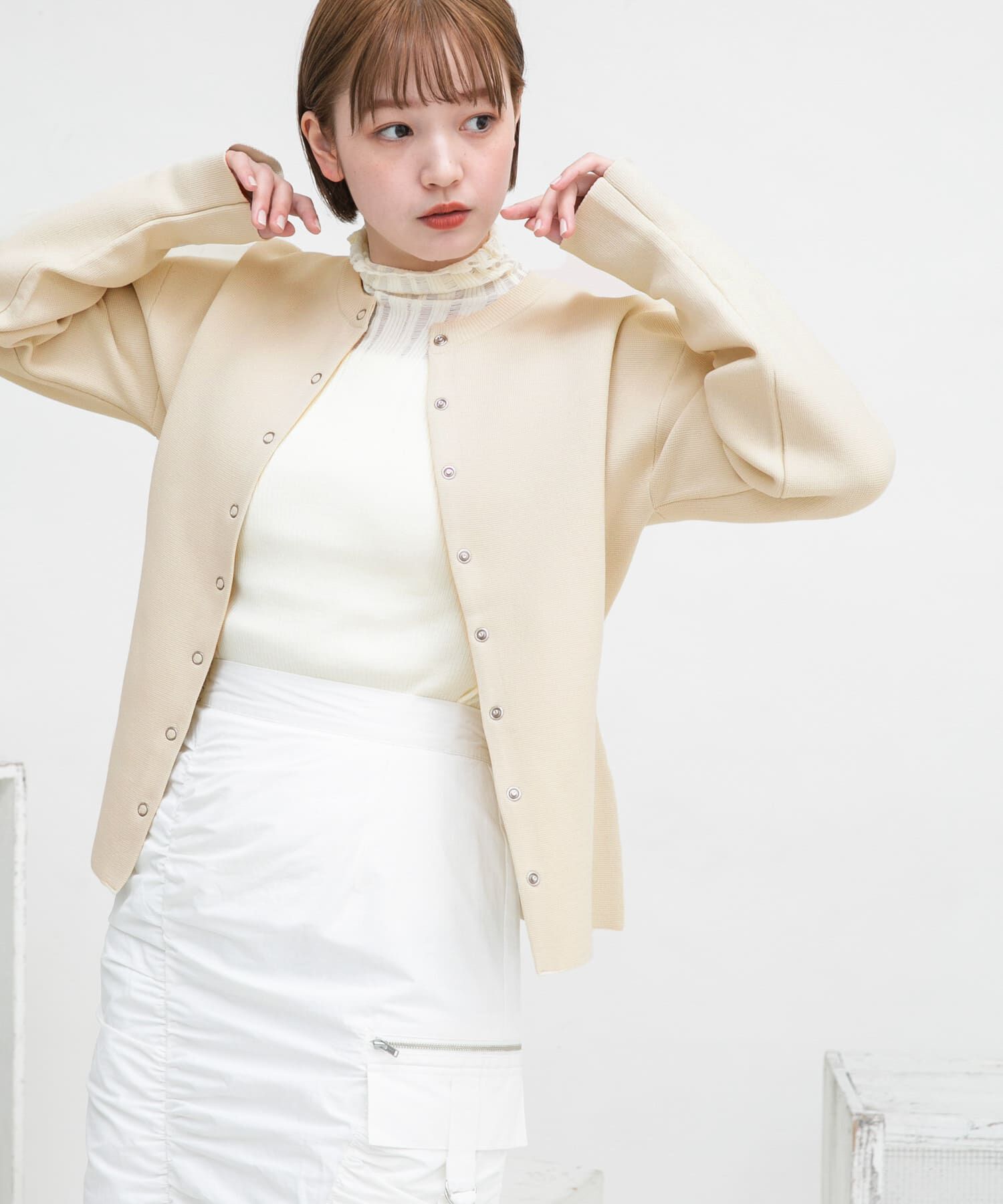  「リングドットボタンニットカーディガン」|カーディガン|