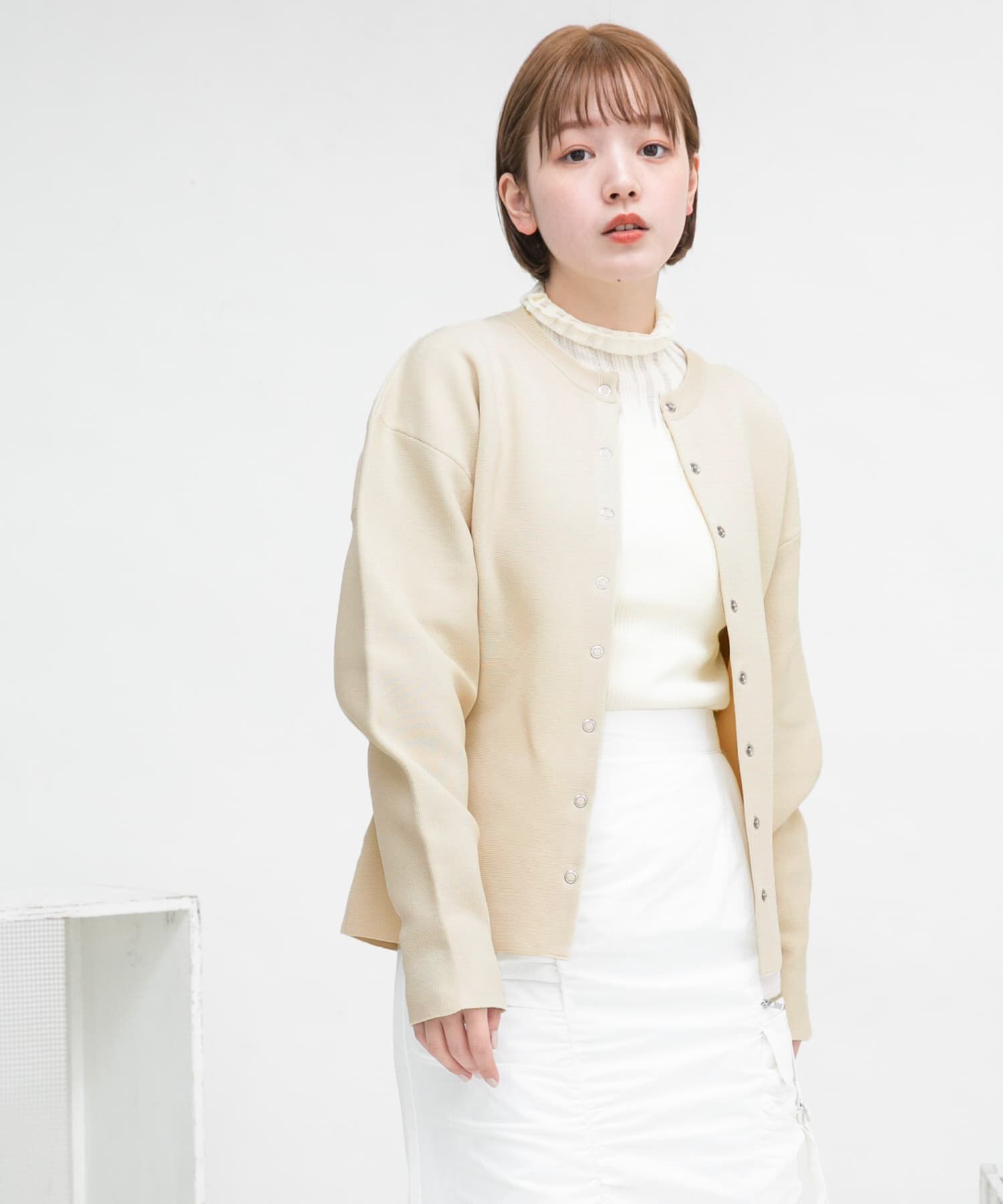  「リングドットボタンニットカーディガン」|カーディガン|