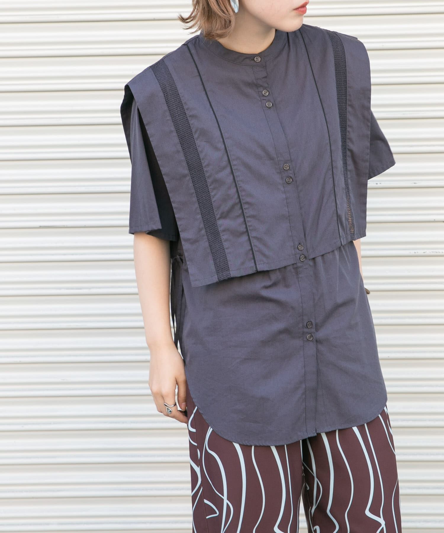  「パイピングレイヤードシャツ」|シャツ・ブラウス|