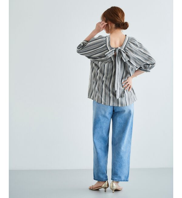 le.coeur blanc「《手洗い可能》バックリボンストライプブラウス」|シャツ・ブラウス|