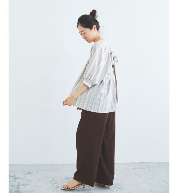 le.coeur blanc「《手洗い可能》バックリボンストライプブラウス」|シャツ・ブラウス|