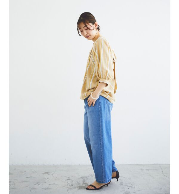 le.coeur blanc「《手洗い可能》バックリボンストライプブラウス」|シャツ・ブラウス|