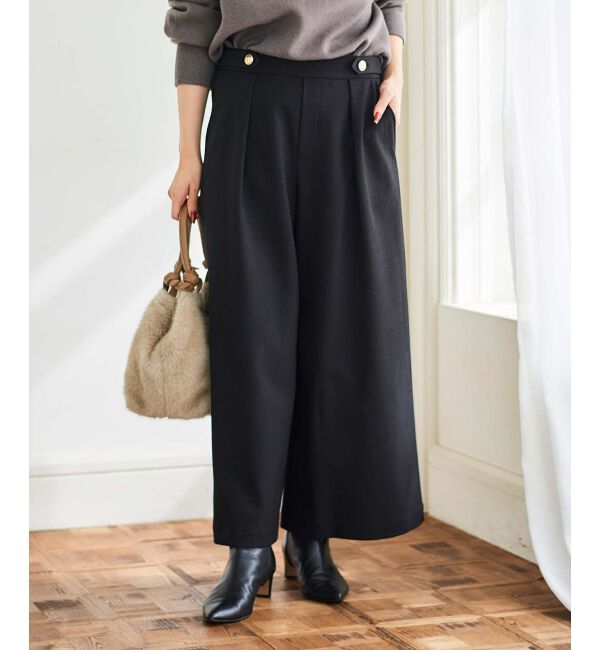 le.coeur blanc「ウールライクウエストデザインワイドクロップドパンツ」|その他|