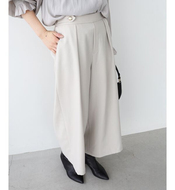 le.coeur blanc「ウールライクウエストデザインワイドクロップドパンツ」|その他|