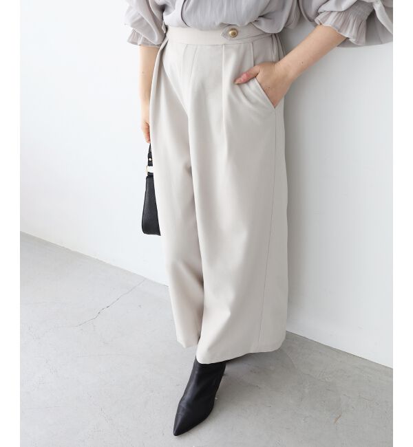 le.coeur blanc「ウールライクウエストデザインワイドクロップドパンツ」|その他|