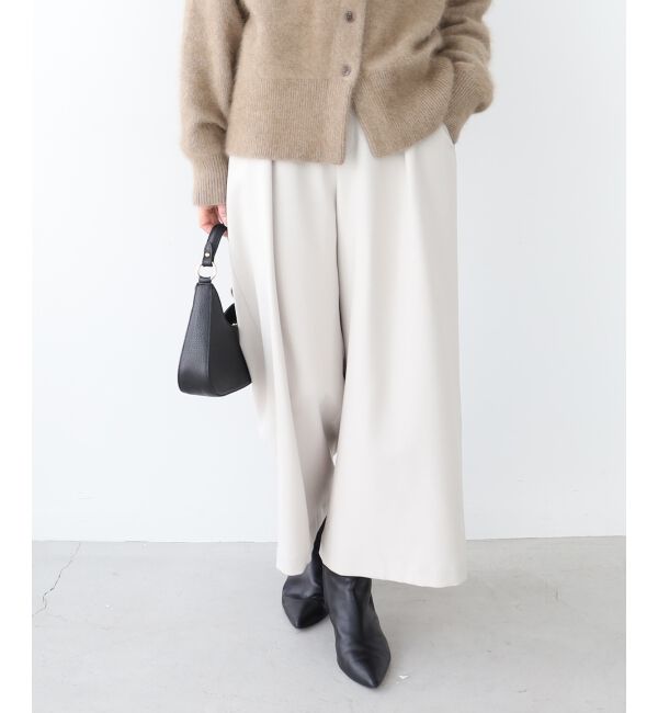 le.coeur blanc「ウールライクウエストデザインワイドクロップドパンツ」|その他|