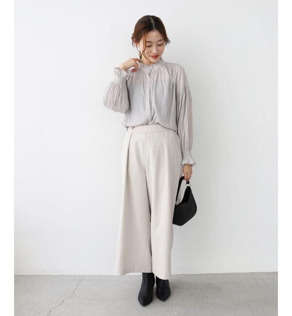 le.coeur blanc「ウールライクウエストデザインワイドクロップドパンツ」|その他|