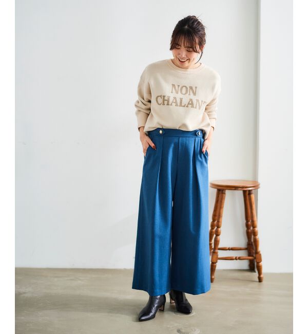 le.coeur blanc「ウールライクウエストデザインワイドクロップドパンツ」|その他|
